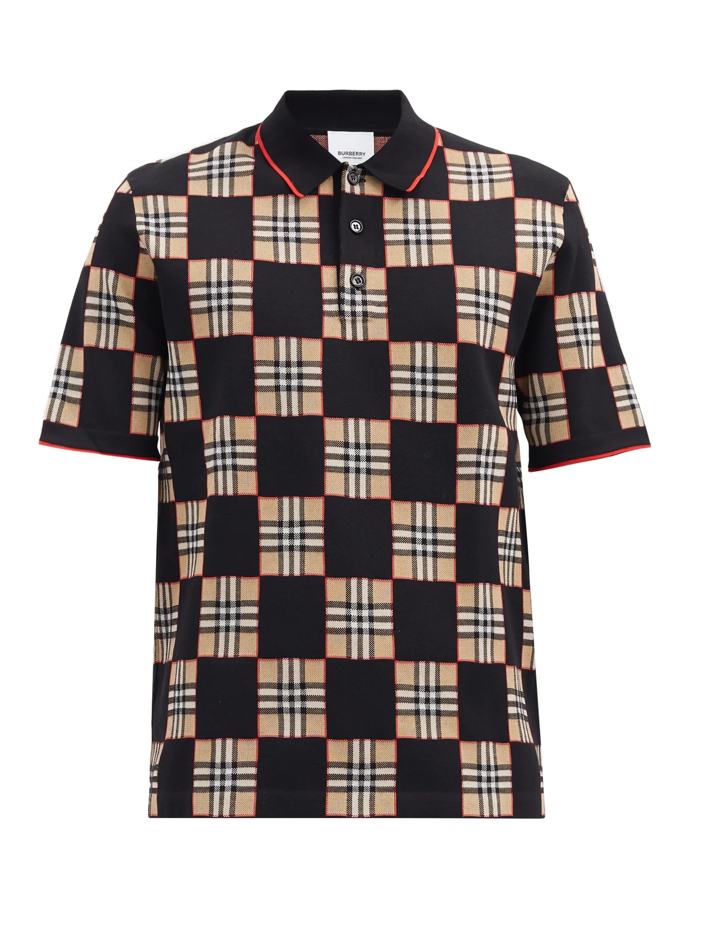 Blakeford checkboard wool-blend polo shirt - 1