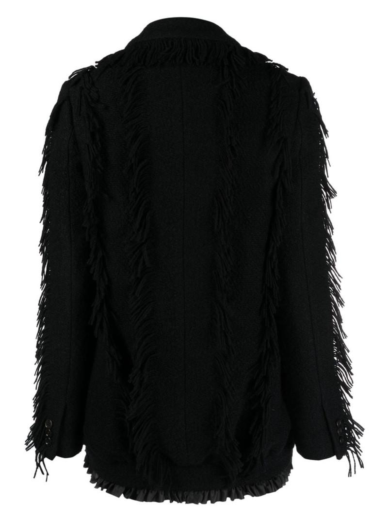 Noir Kei Ninomiya fringe-detailing wool-blend blazer outlook