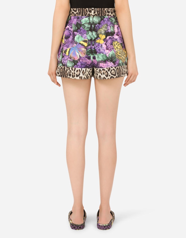 Butterfly-print poplin shorts - 8