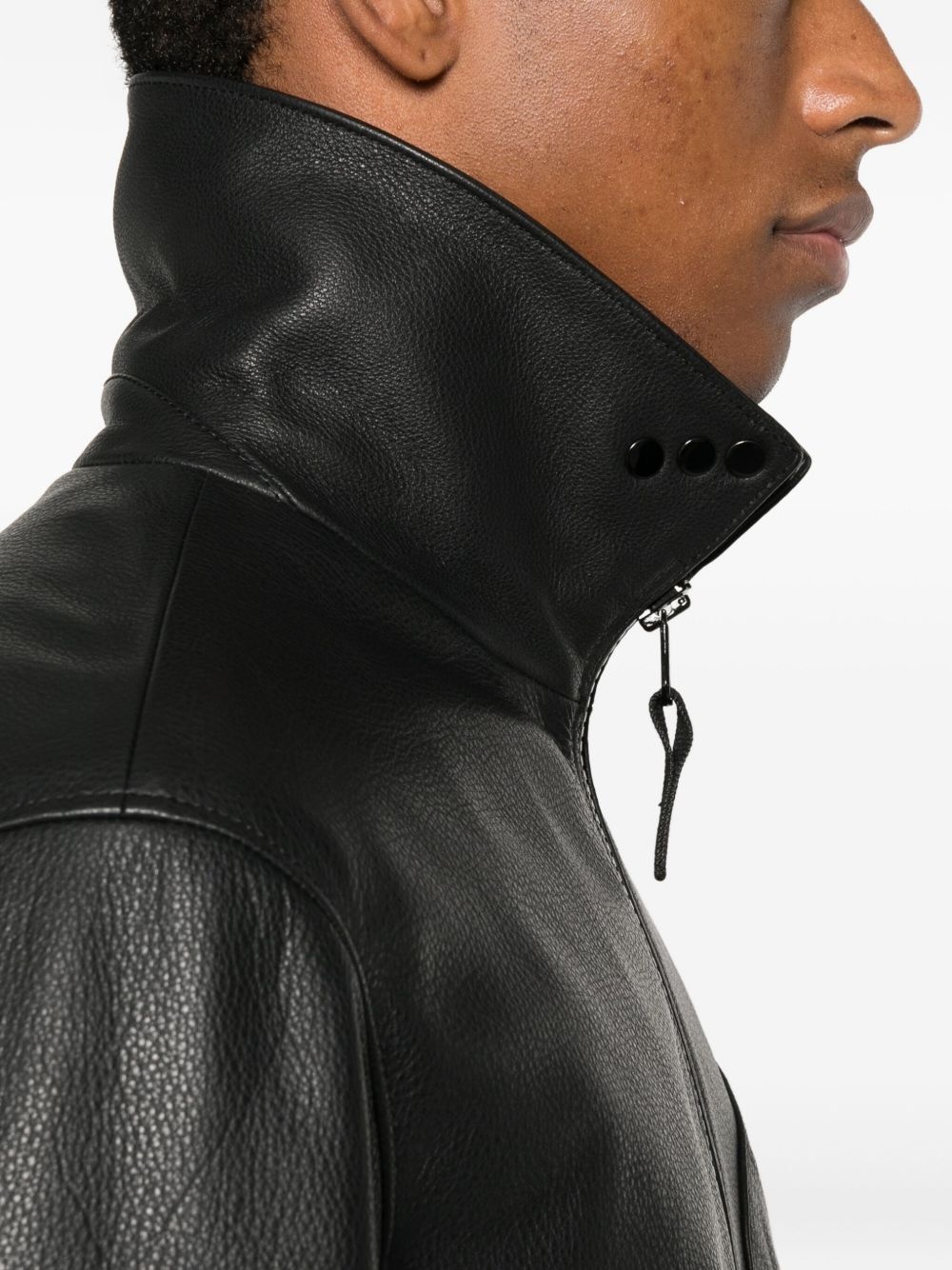 panelled zip-fastening leather jacket - 5