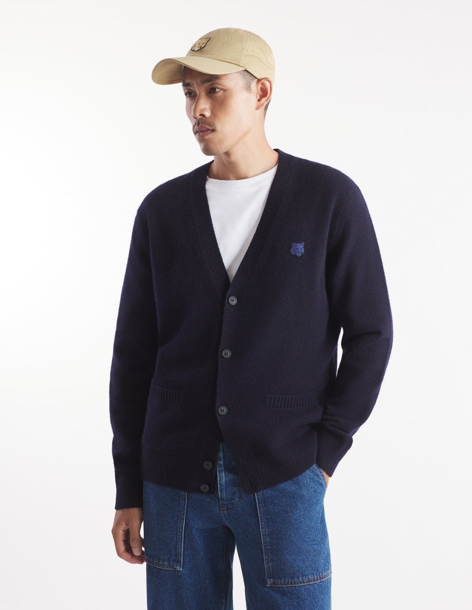 BOLD FOX HEAD PATCH REGULAR CARDIGAN IN LAMBSWOOL - 3