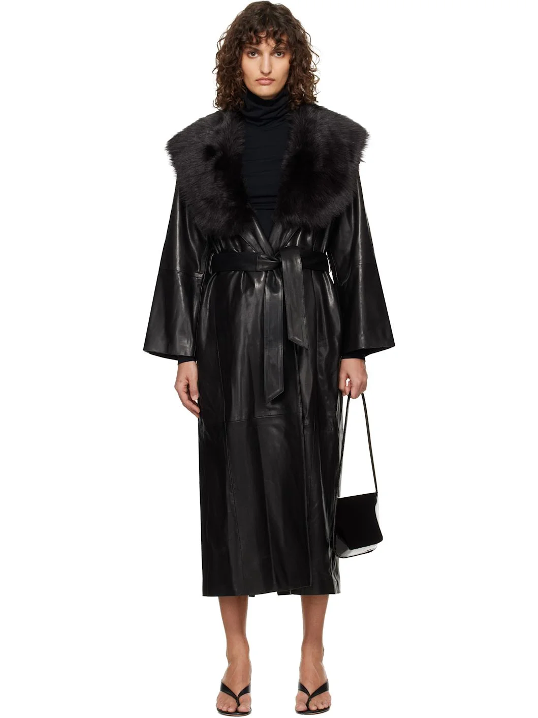 Black Briona Leather Coat - 1