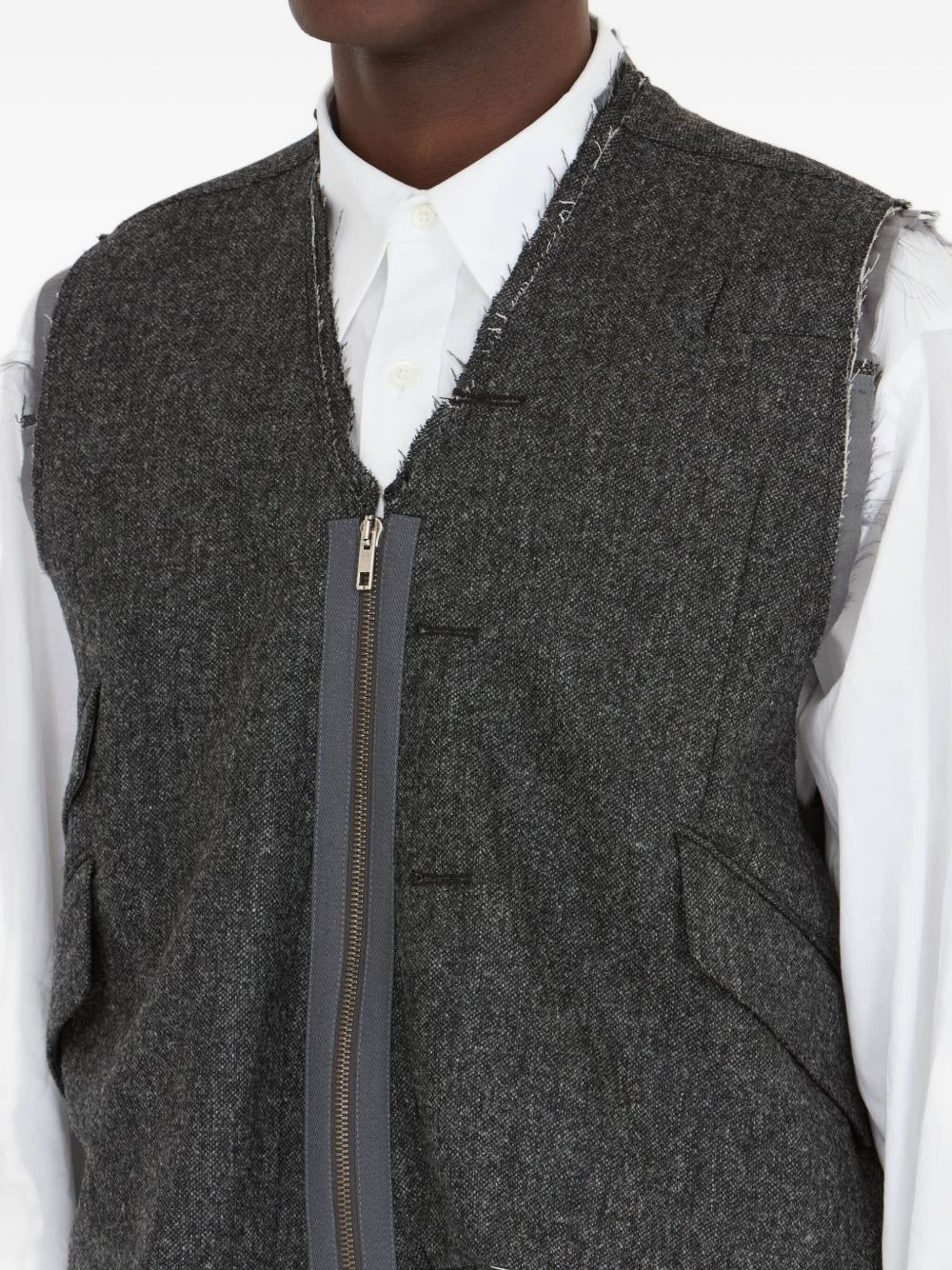 frayed pocket waistcoat - 5