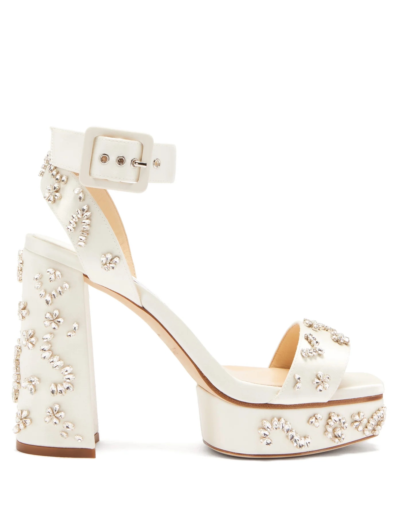 Jax 115 crystal-embellished satin platform sandals - 1