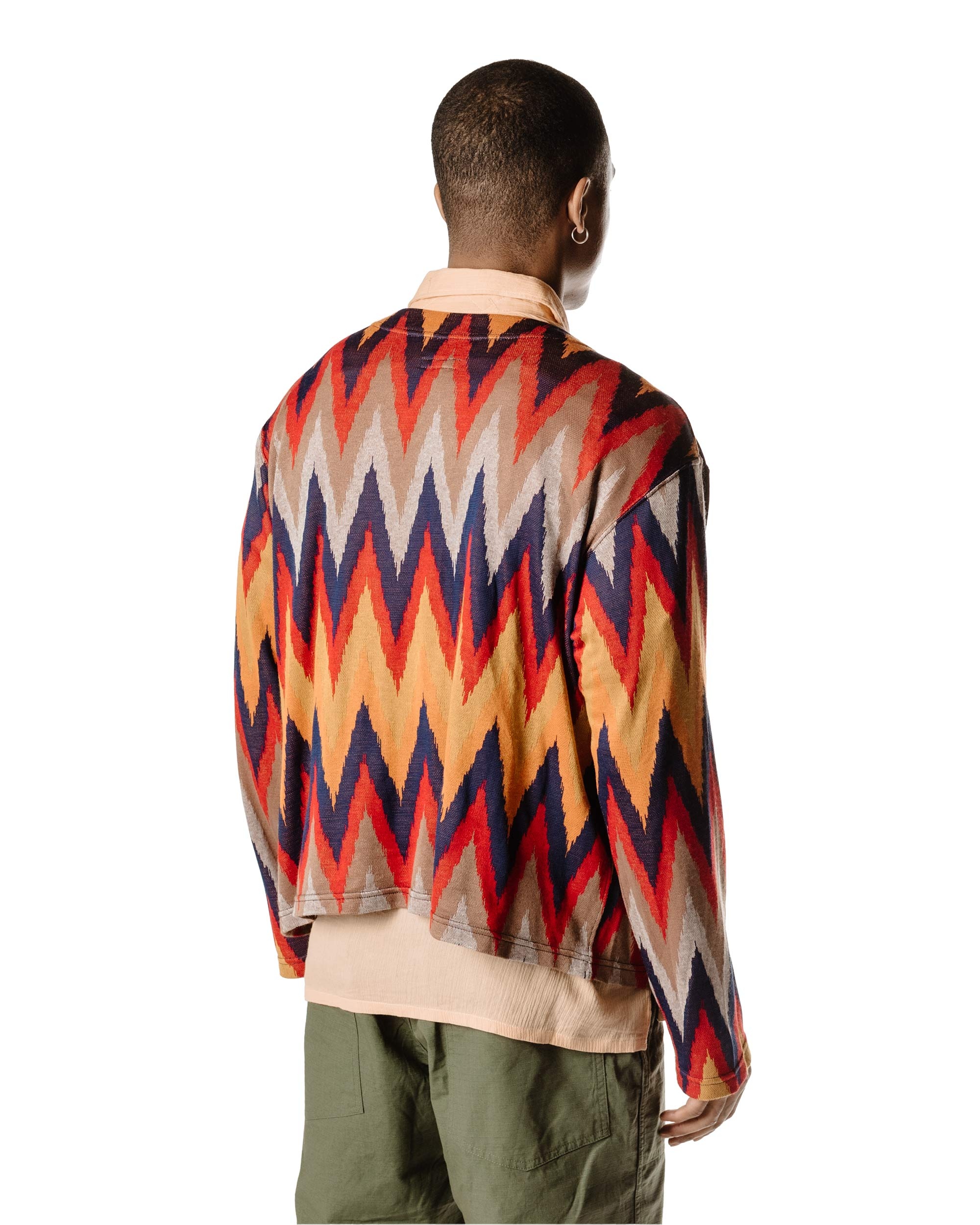 Knit Cardigan Red/Navy Ikat Knit - 4