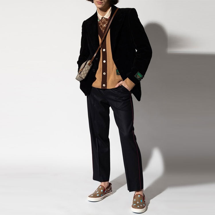 Gucci Rib Knit Wool Cardigan With Gucci Label 'Camel' 646809-XKBQT-2668 - 3