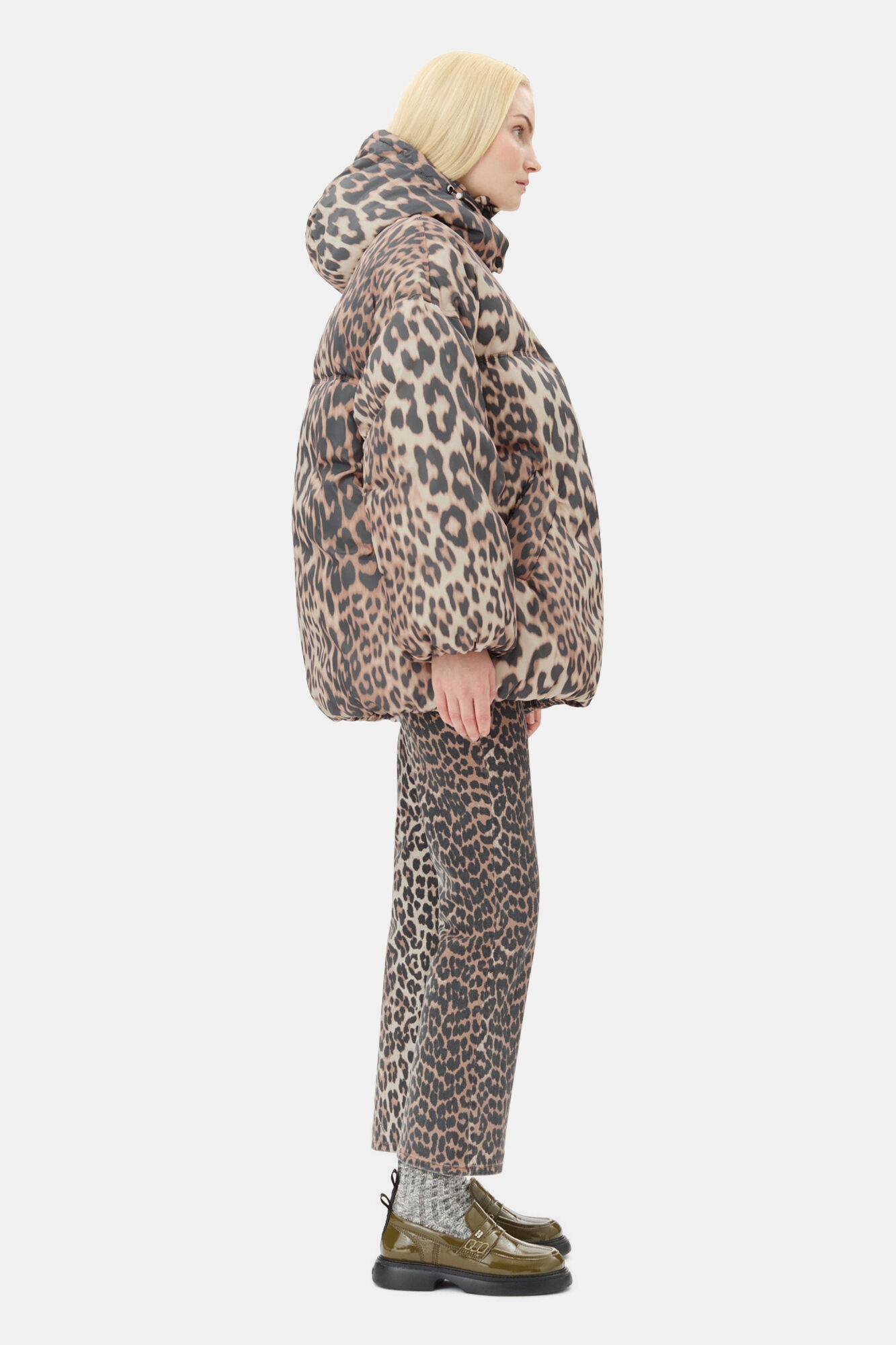 LEOPARD MIDI PUFFER JACKET - 4