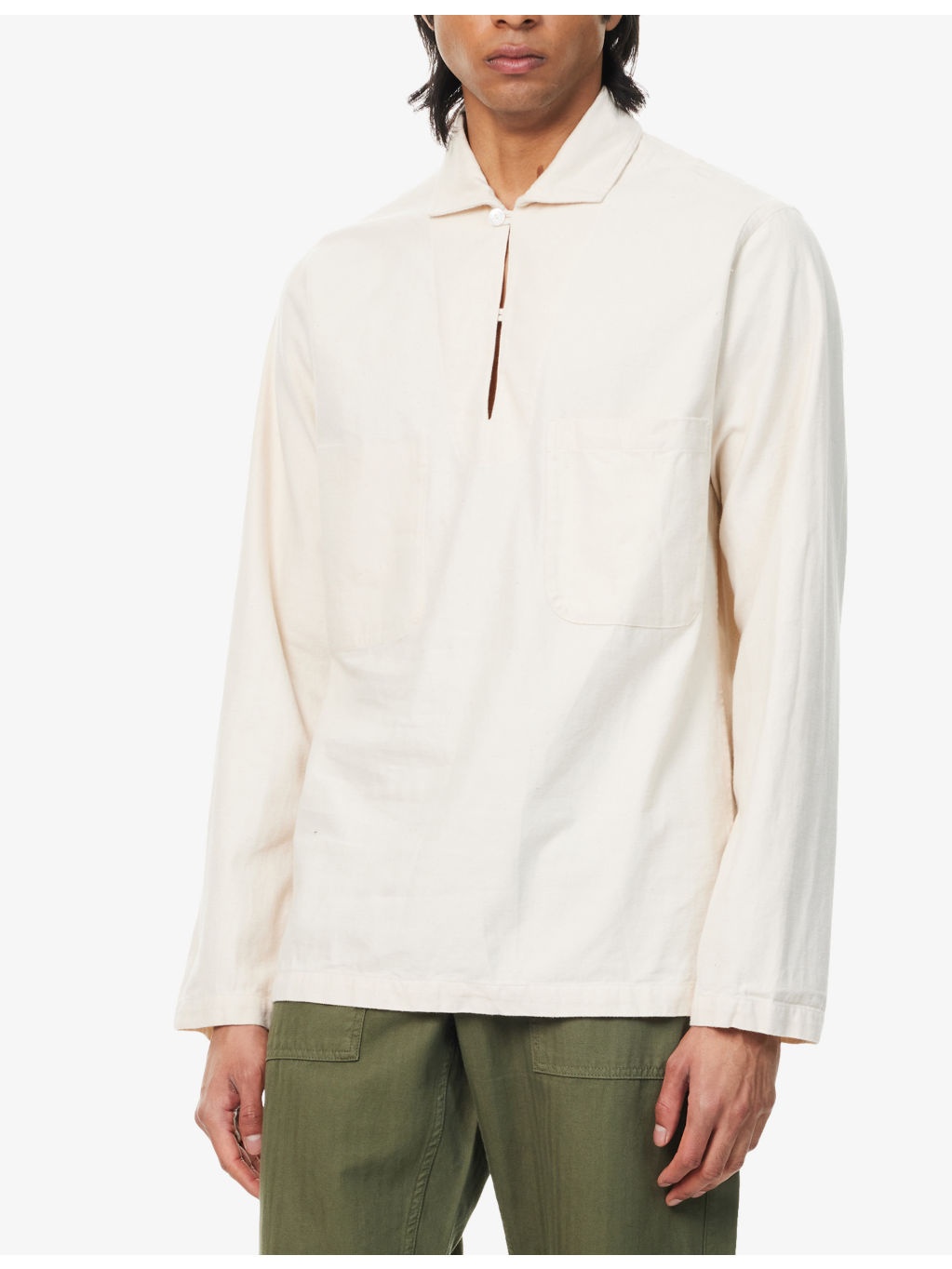 Patch-Pocket Long-Sleeved Linen Shirt - 3