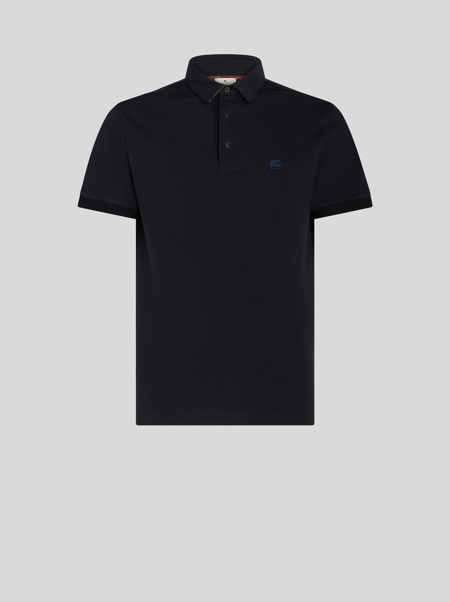 POLO SHIRT WITH LOGO AND PAISLEY UNDERCOLLAR - 1