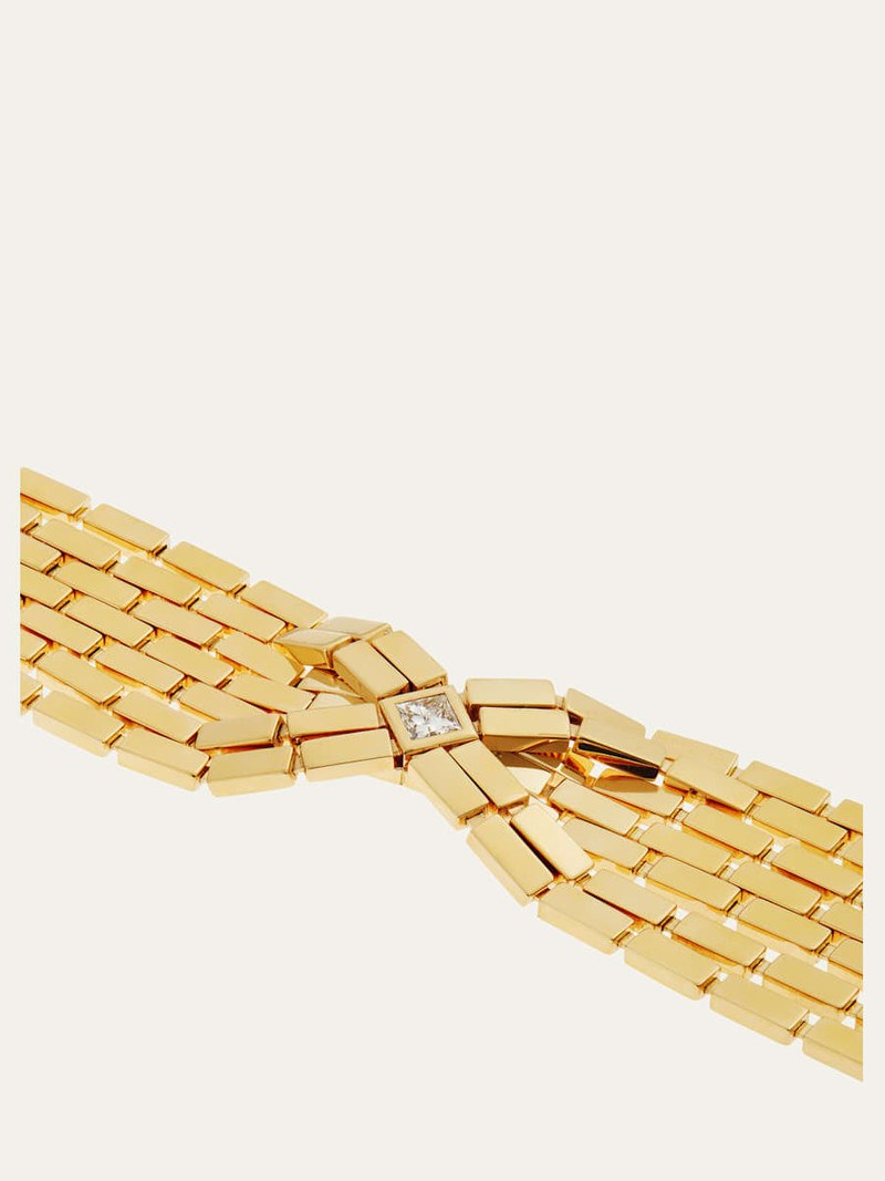 ILEANA MAKRI 18K Yellow Gold Cascade Bracelet with Square White Diamonds outlook
