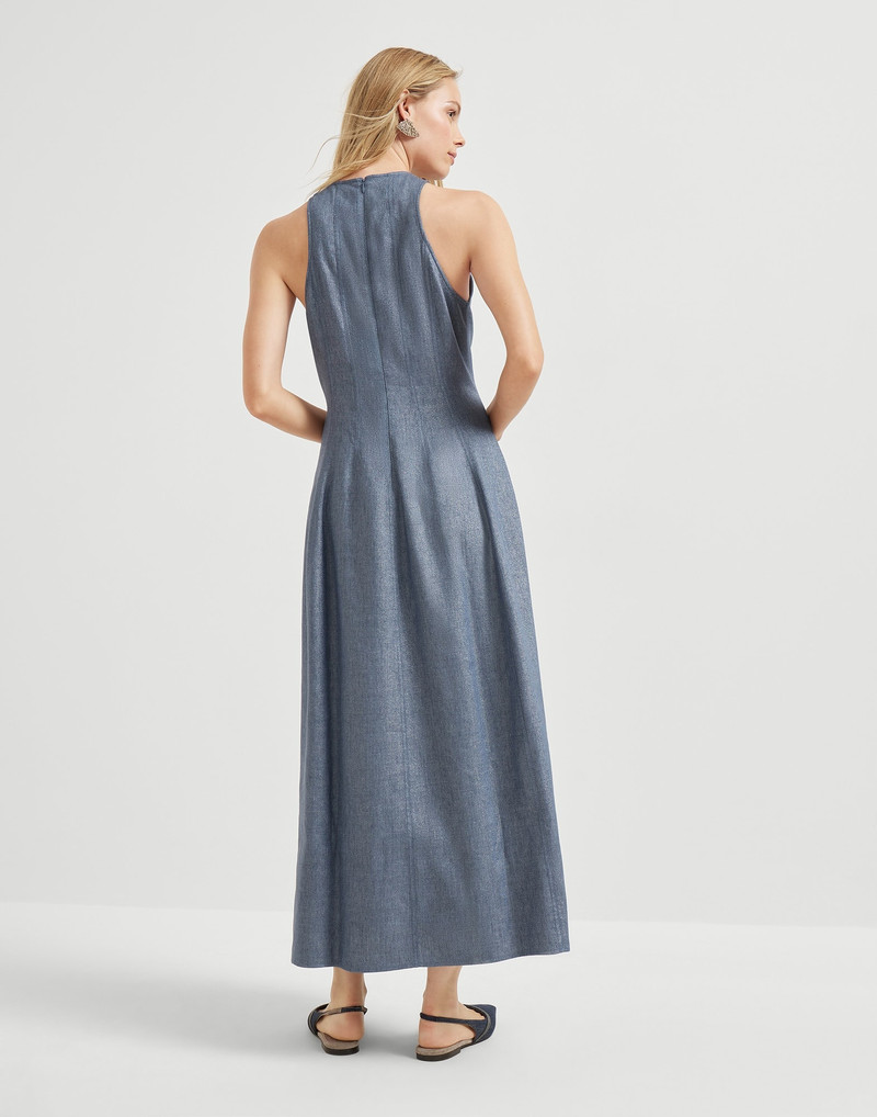 Brunello Cucinelli Linen and virgin wool sparkling twill dress outlook