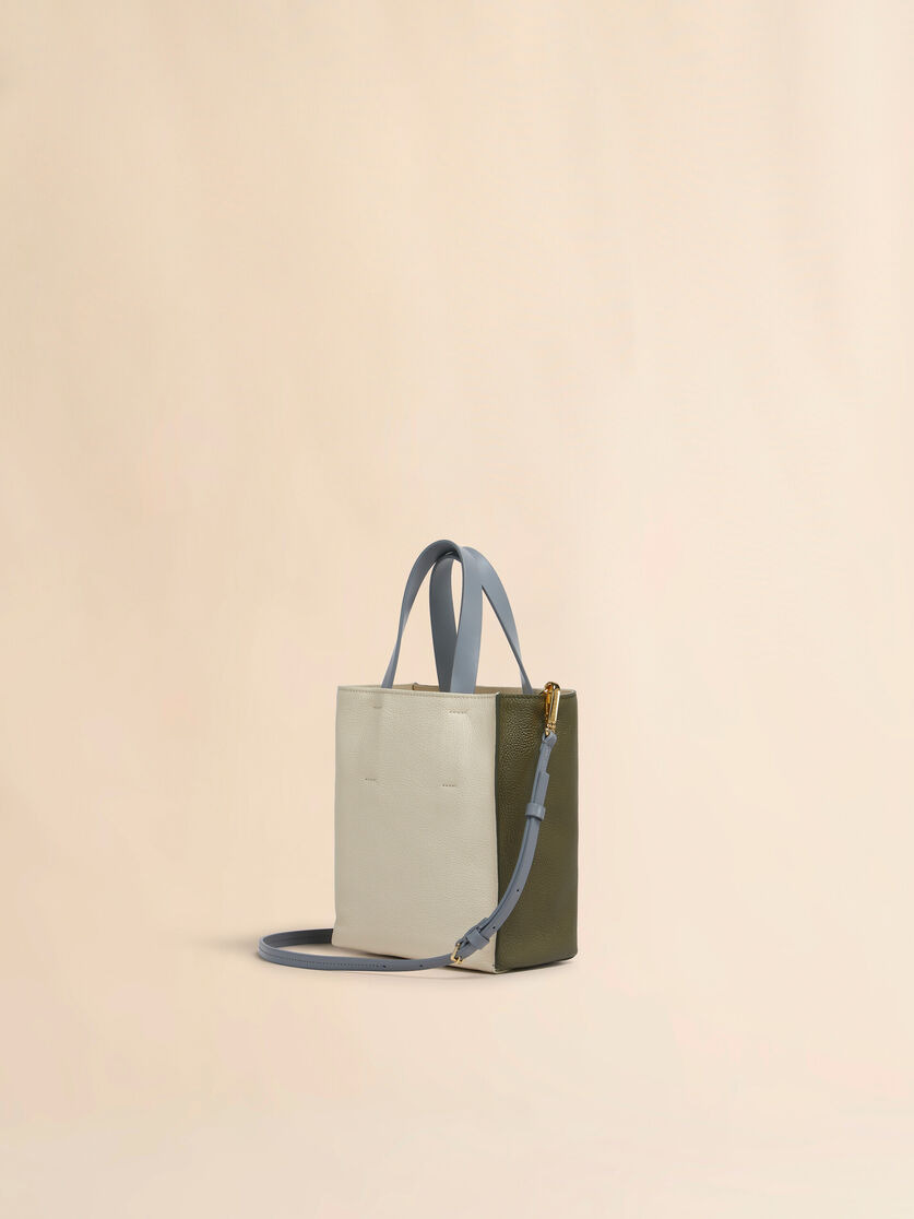DEEP GREEN CREAM AND BLUE LEATHER MUSEO MINI BAG WITH MARNI MENDING EMBROIDERY - 3