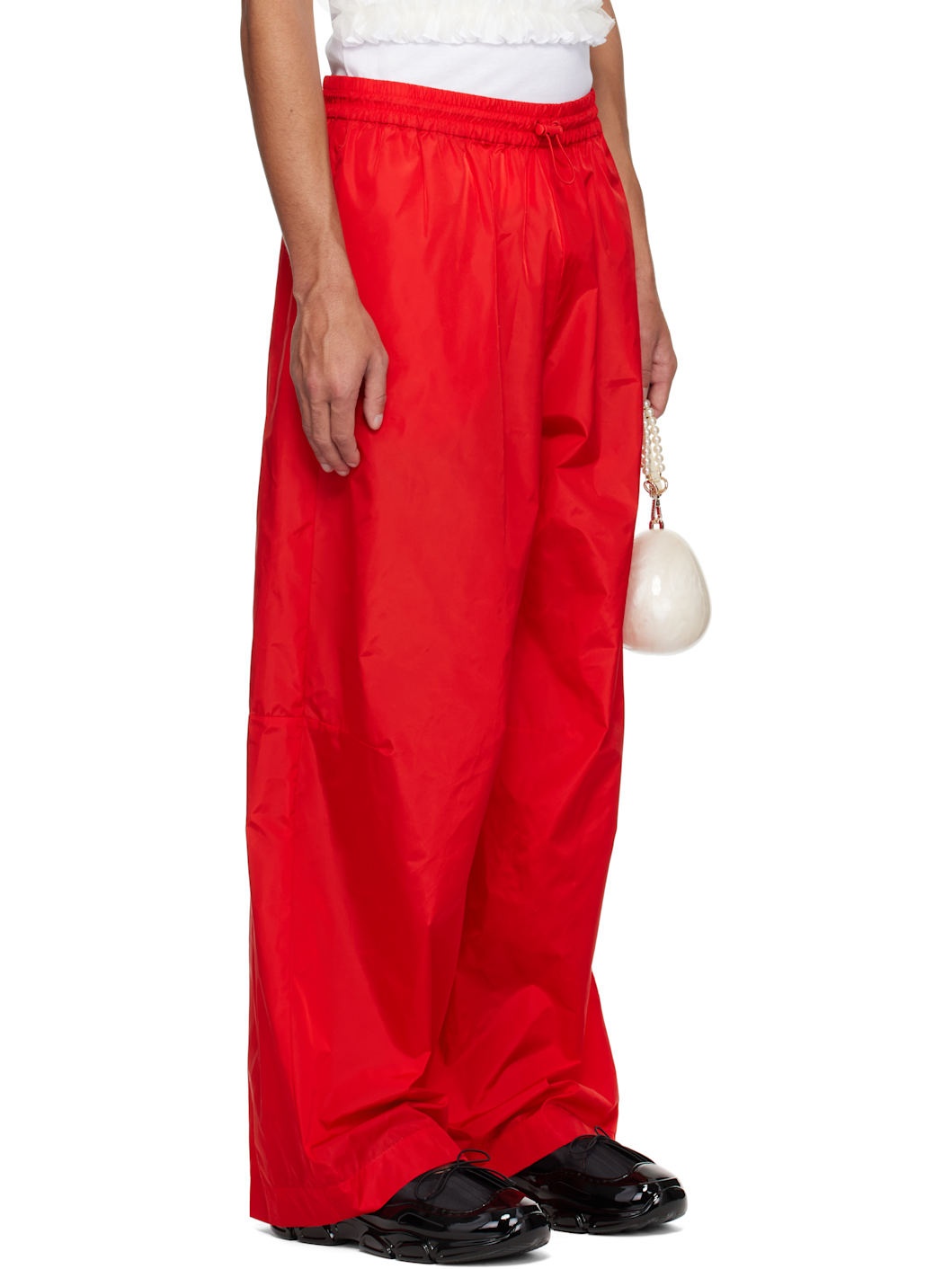 Red Wide Leg Track Pants - 2