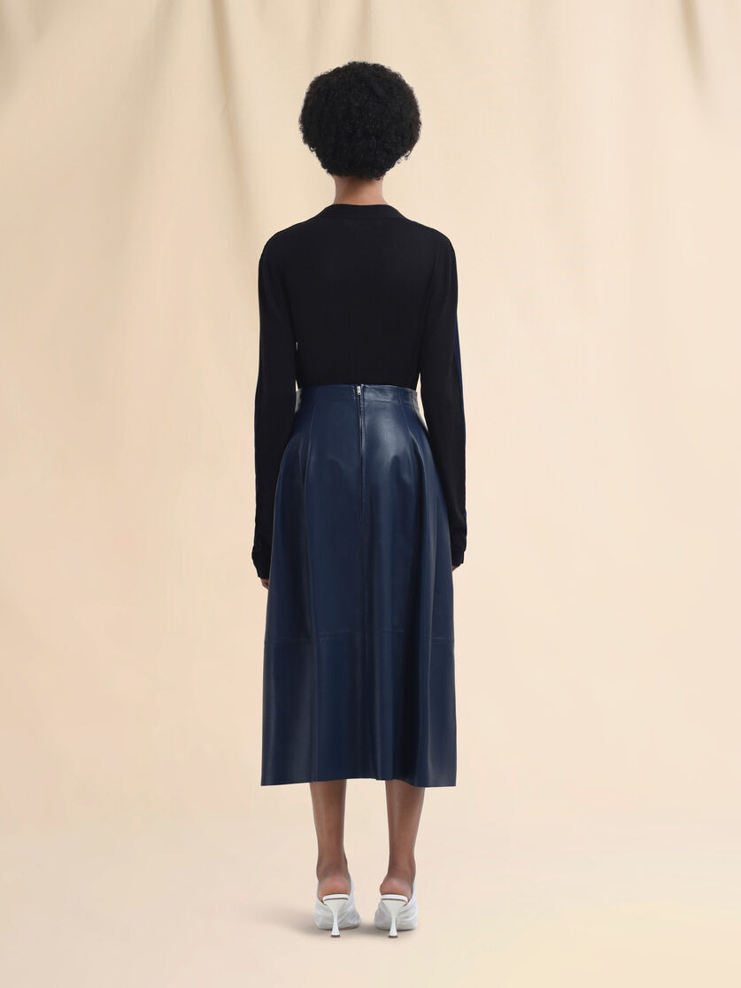 HIGH-WAISTED BLUE NAPPA SKIRT - 3
