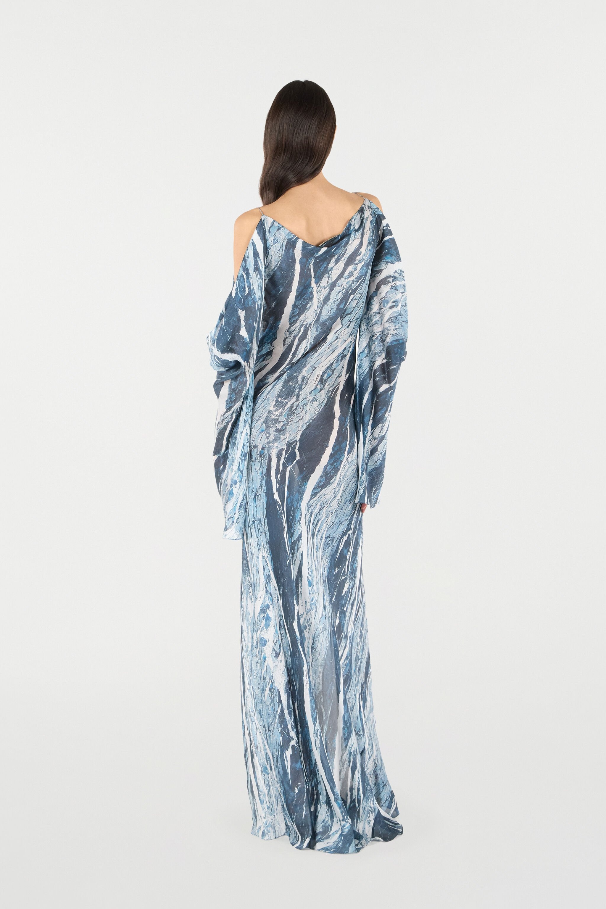Marble-Print Flowing Dress - 4