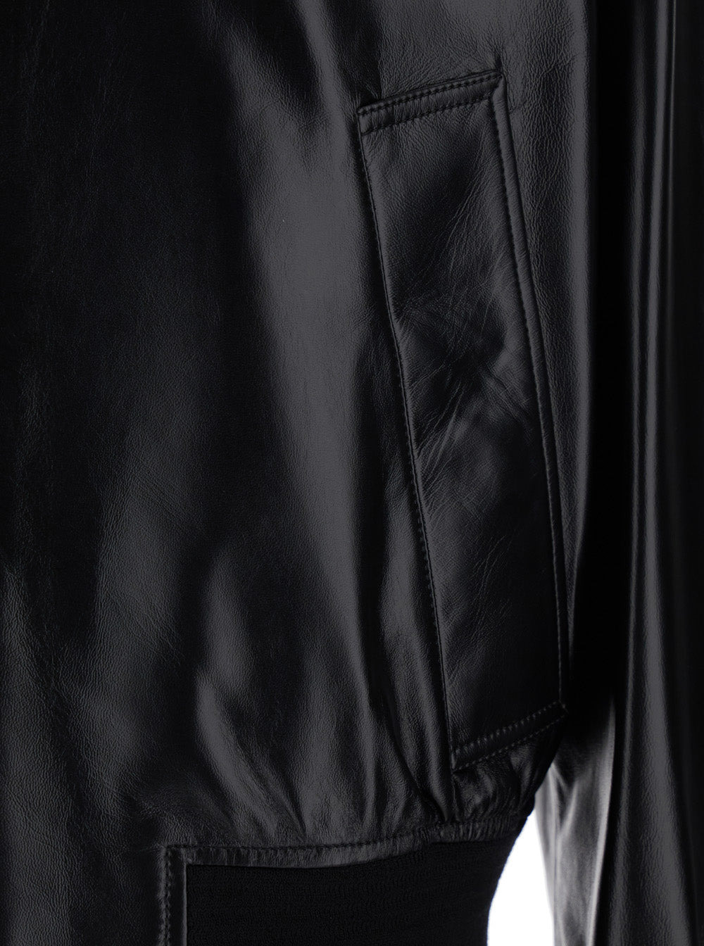 Bottega Veneta Men Black Bomber Jacket With Two Front Welt Pockets In Leather Man - 3