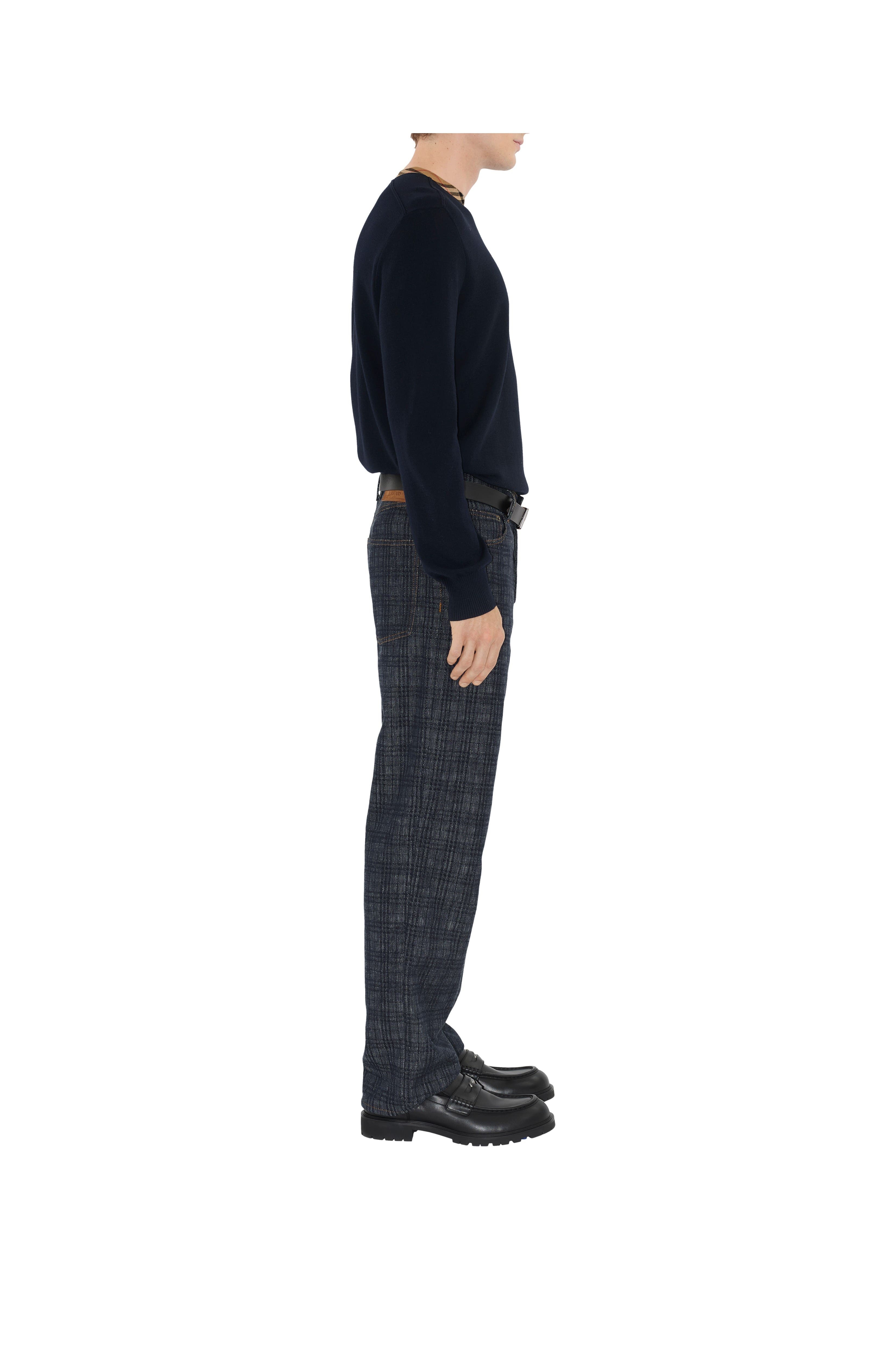 burberry Check Trim Wool Sweater in Black at Nordstrom - 4