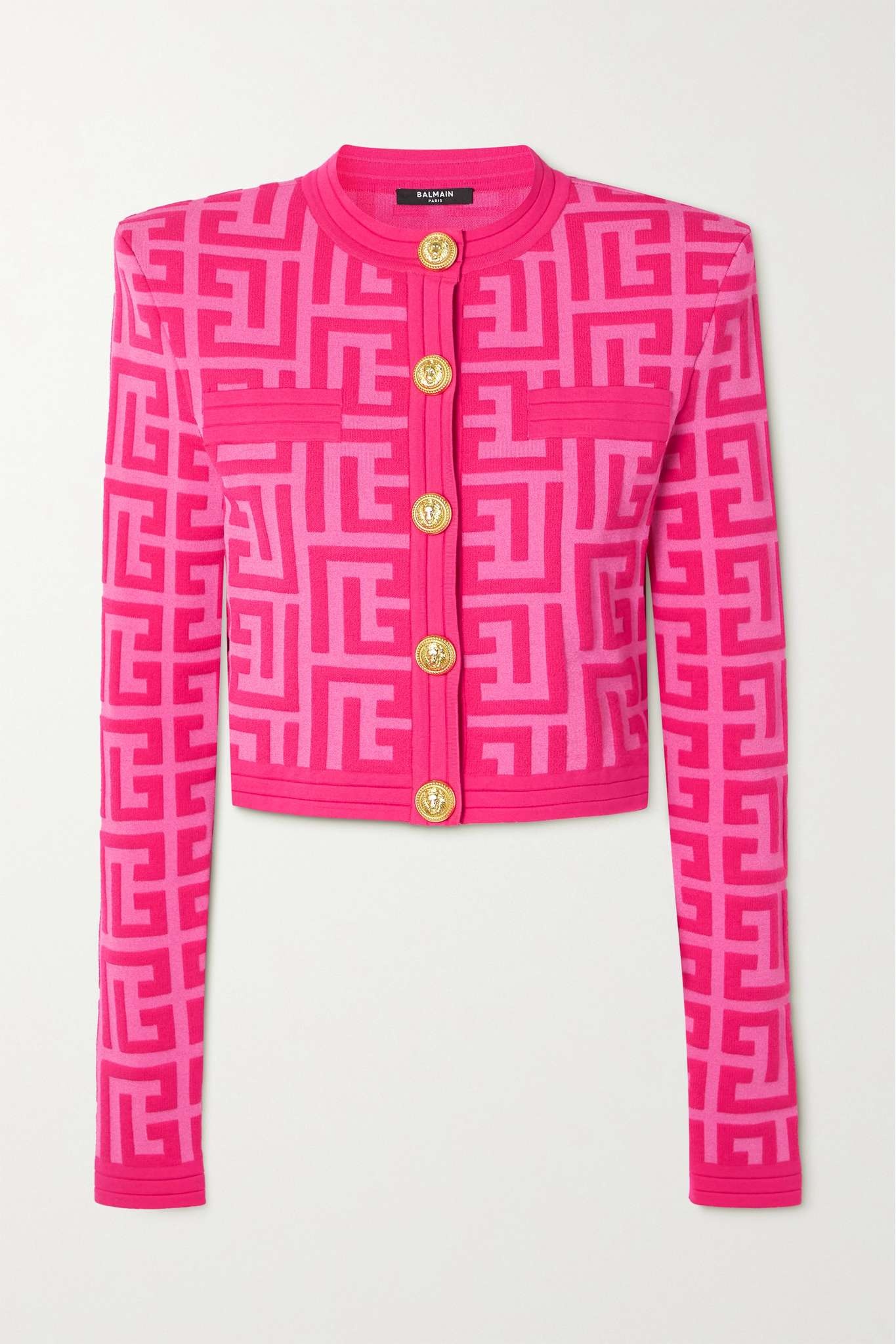 + Barbie cropped jacquard-knit wool-blend cardigan - 1