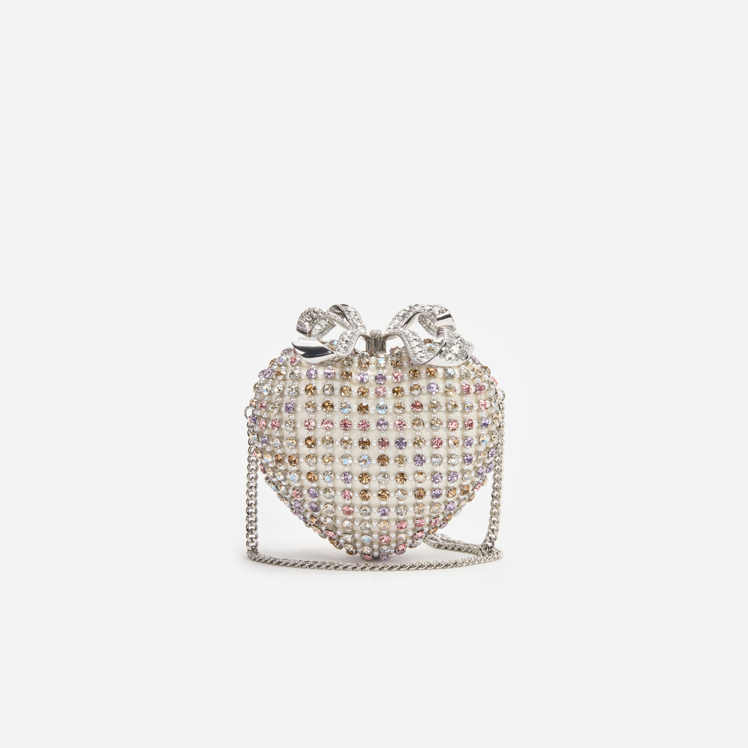 Multi Crystal Heart Clutch Bag - 4