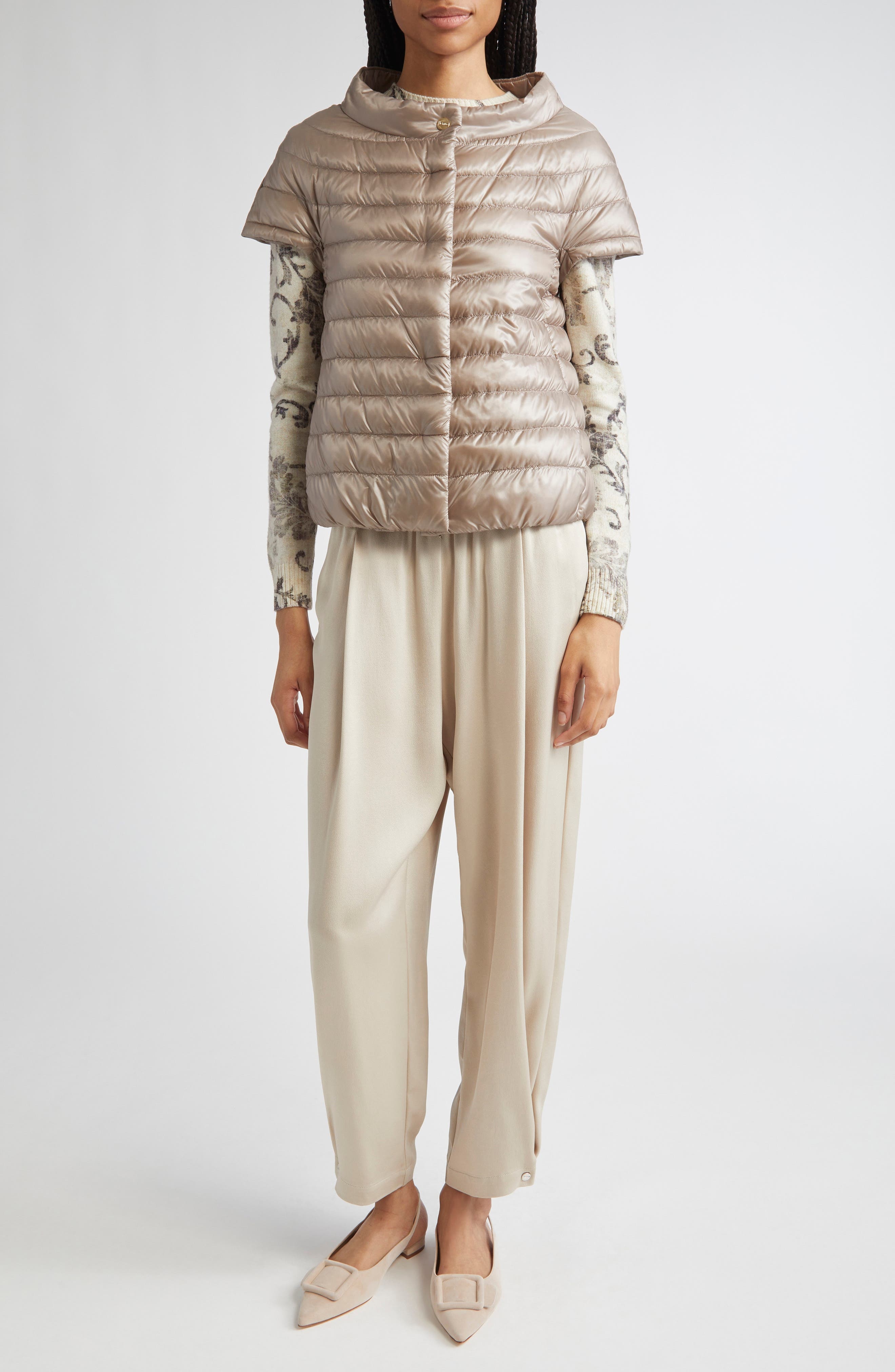 Herno Emilia Cap Sleeve Quilted Down Jacket in Tortora at Nordstrom - 2
