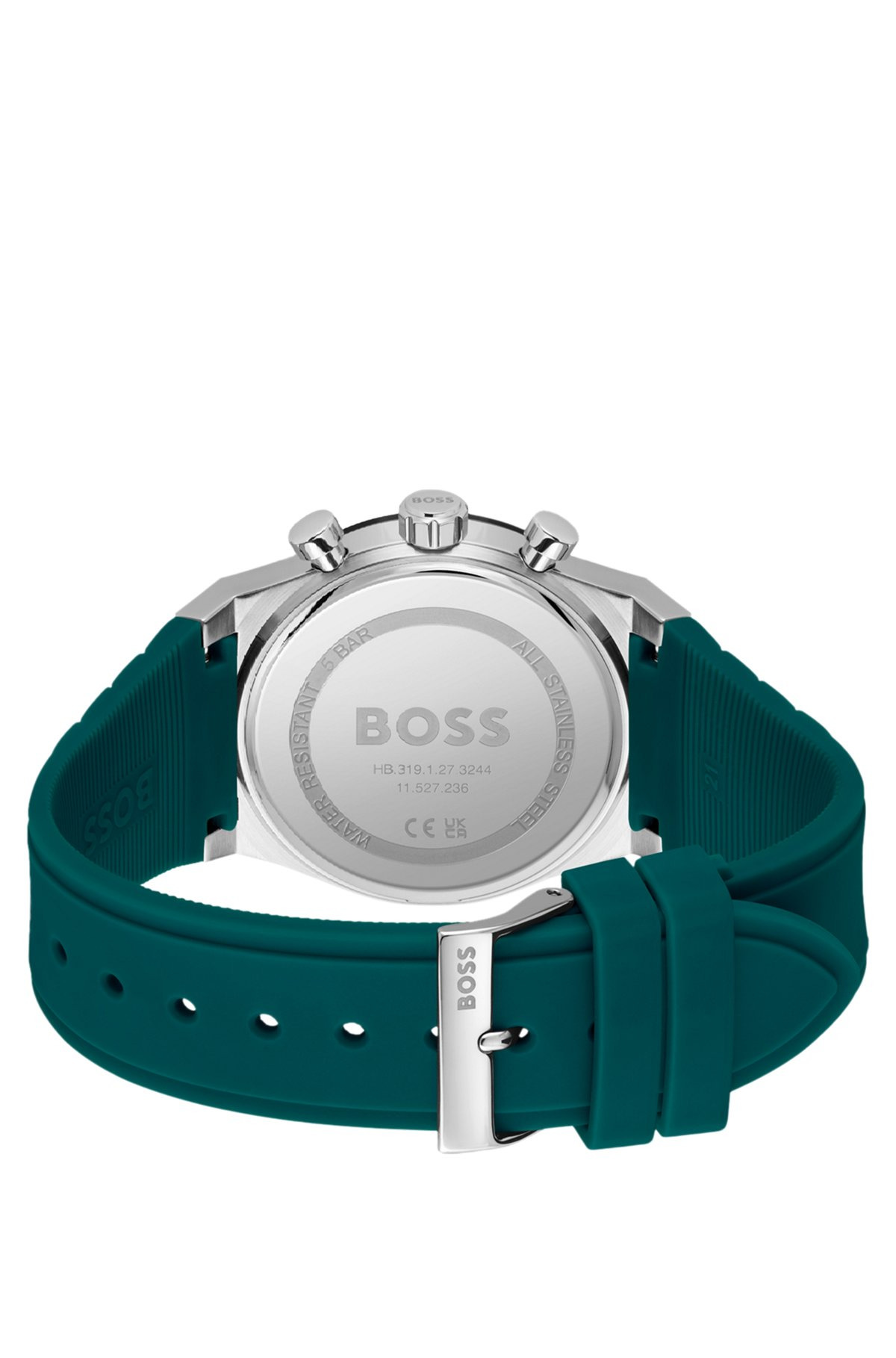 SILICONE-STRAP CHRONOGRAPH WATCH WITH GREEN DIAL - 3