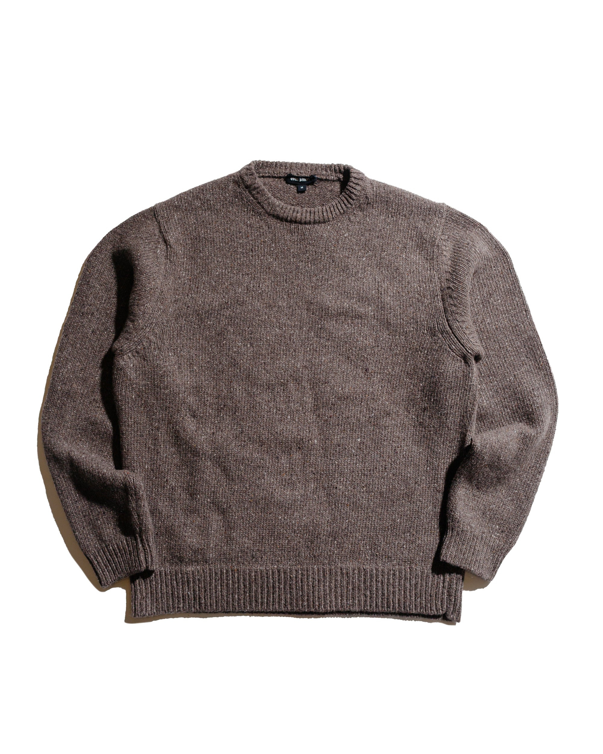 Crewneck Sweater Recycled Cashmere/Wool Tweed Light Brown - 1