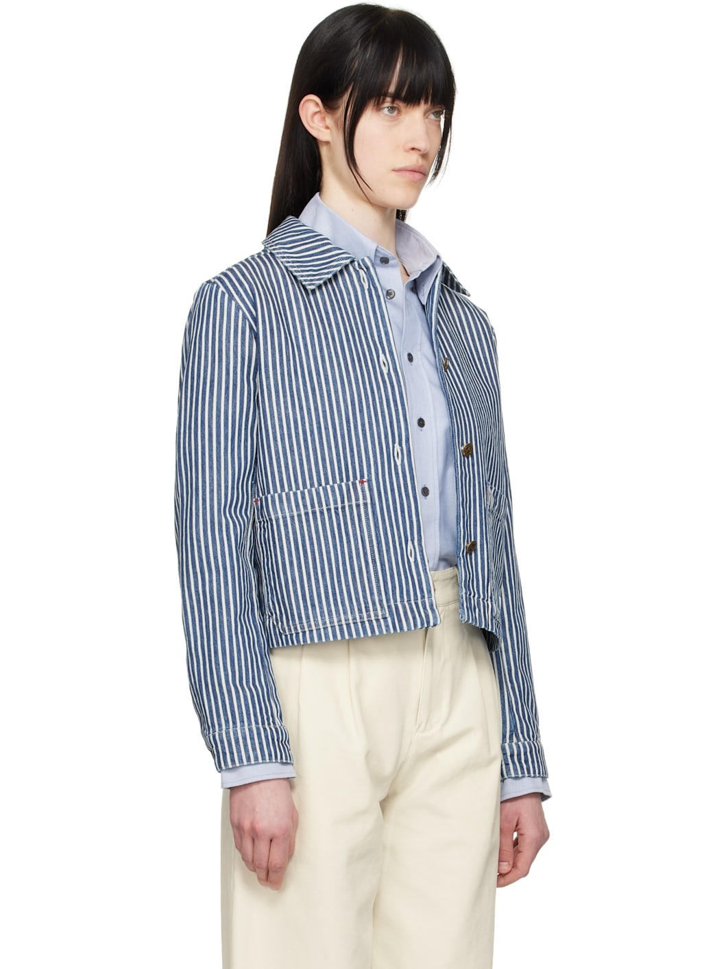 A. P.C. Blue & White Frida Denim Jacket - 2