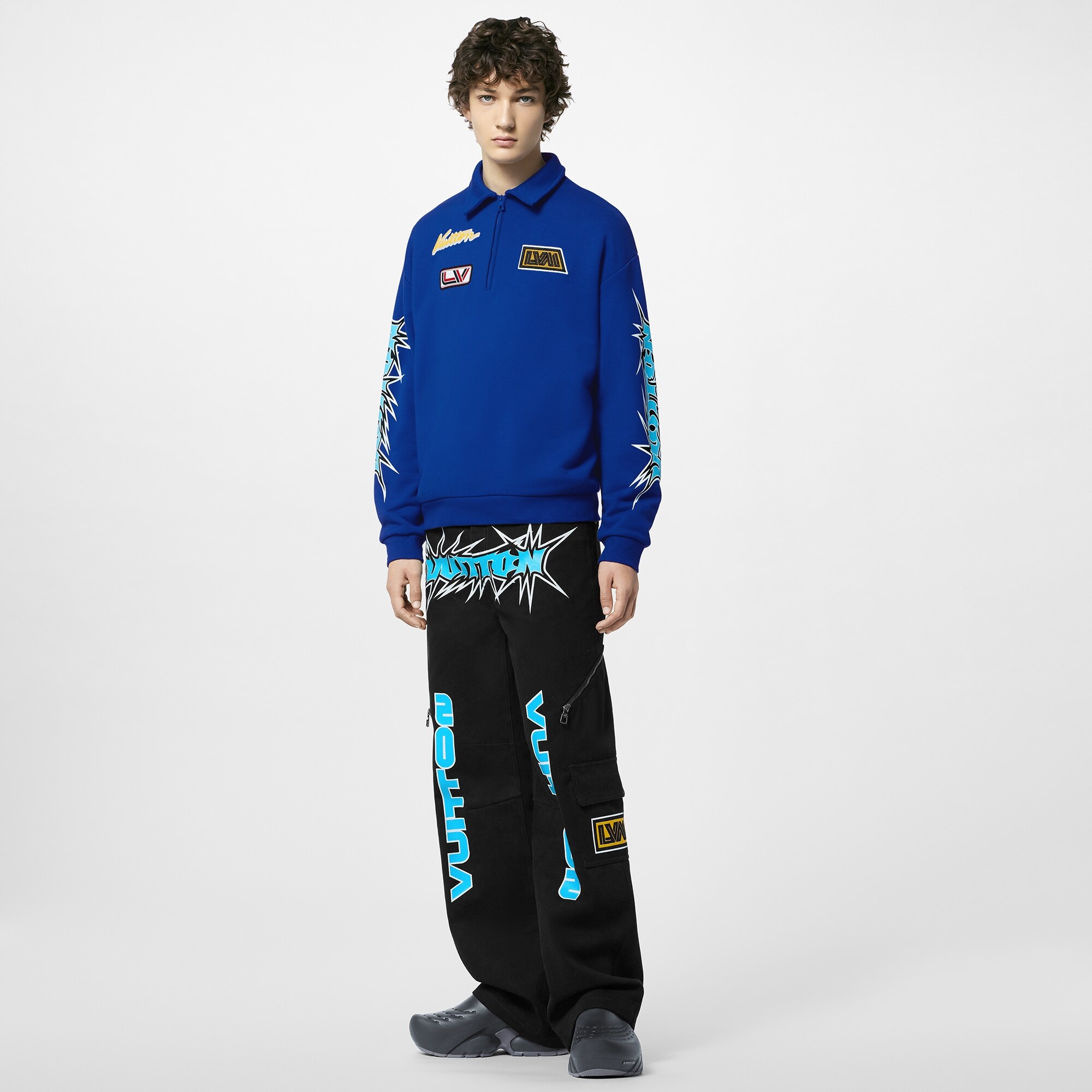 Printed Half-Zipped Cotton Sweatshirt - 2