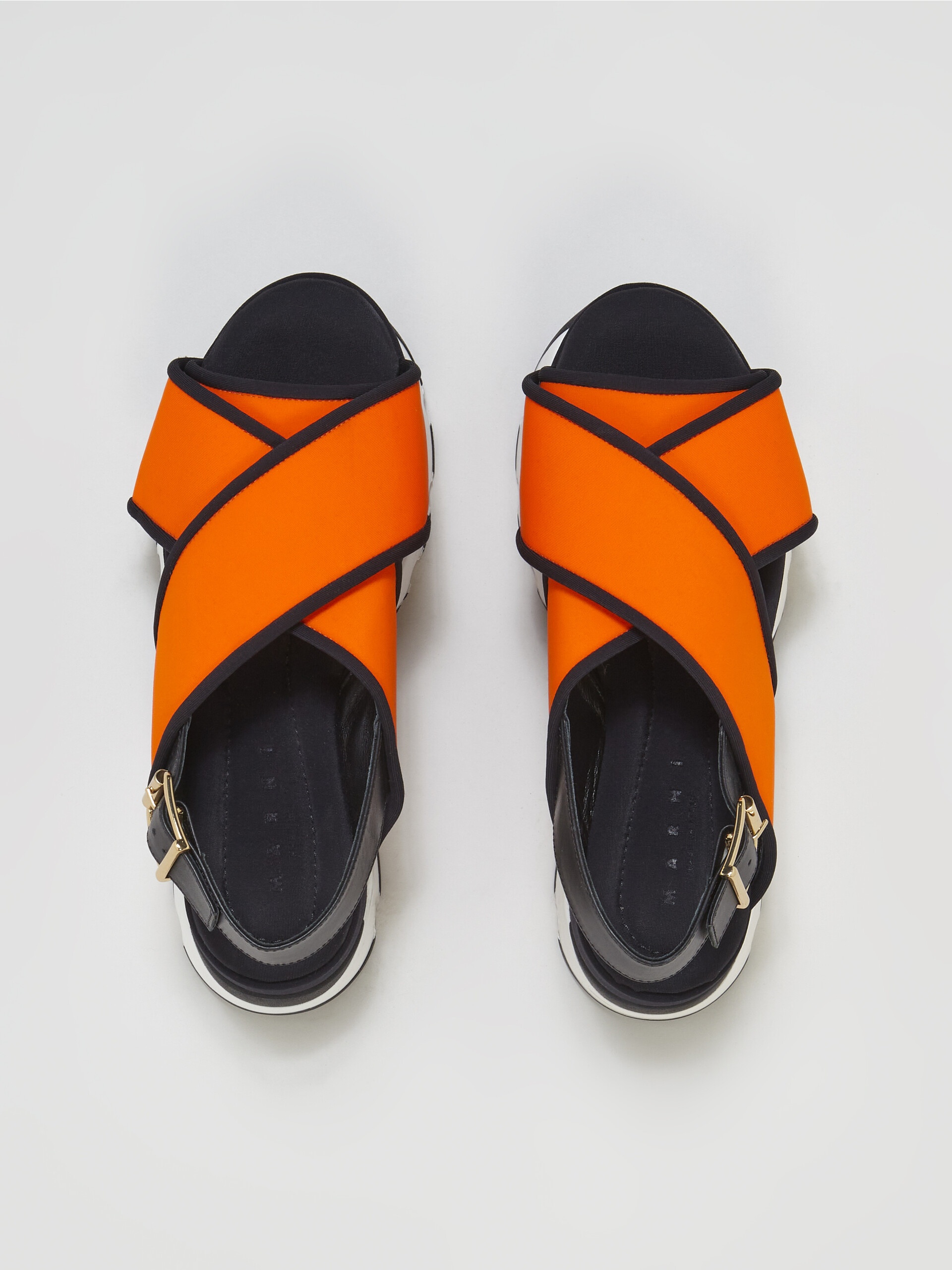 ORANGE TECHNICAL FABRIC CRISS-CROSSWEDGE SANDAL - 4