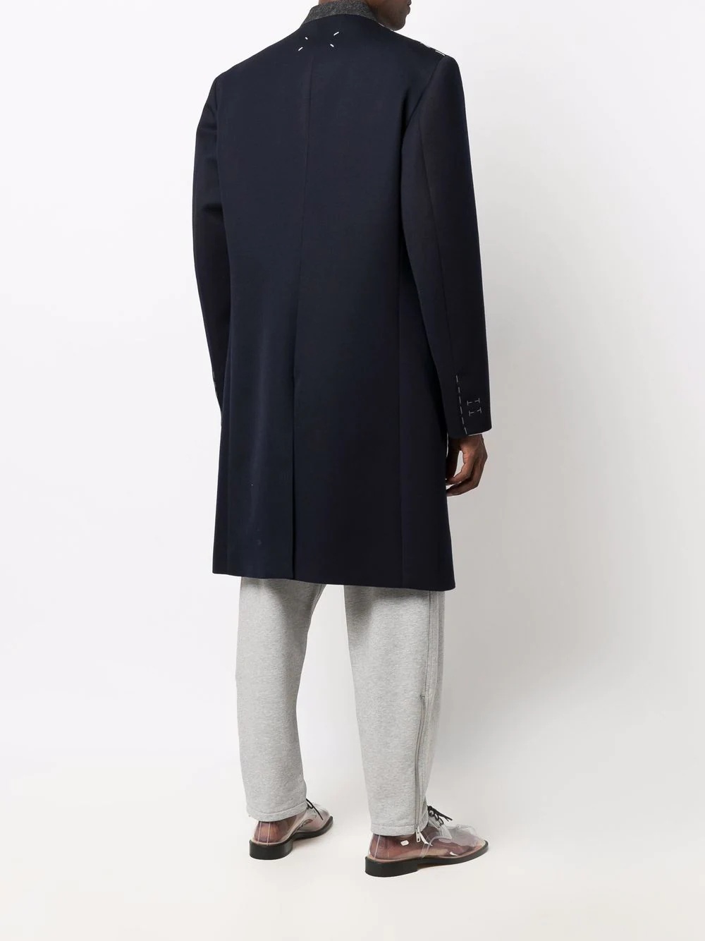 collarless mid-length coat - 4