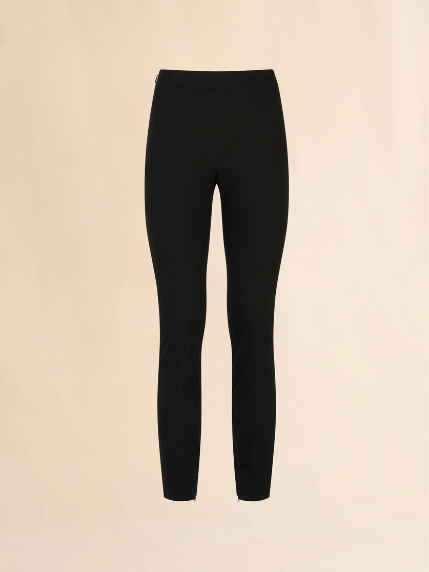 BLACK STRETCH POPLIN TROUSERS WITH MARNI SYMBOL - 1