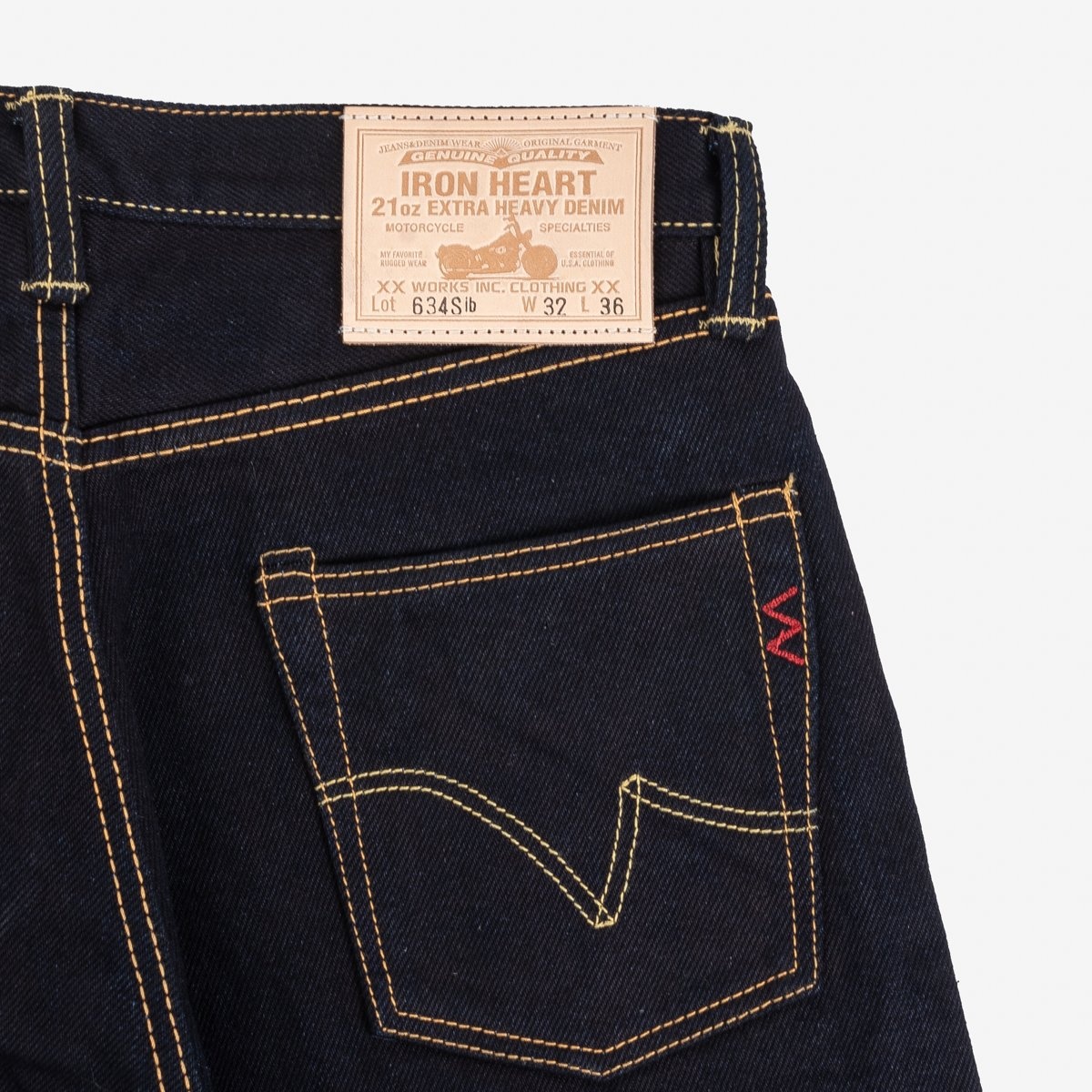 IH-634S-21ib 21oz Selvedge Denim Straight Cut Jeans - Indigo/Black - 7