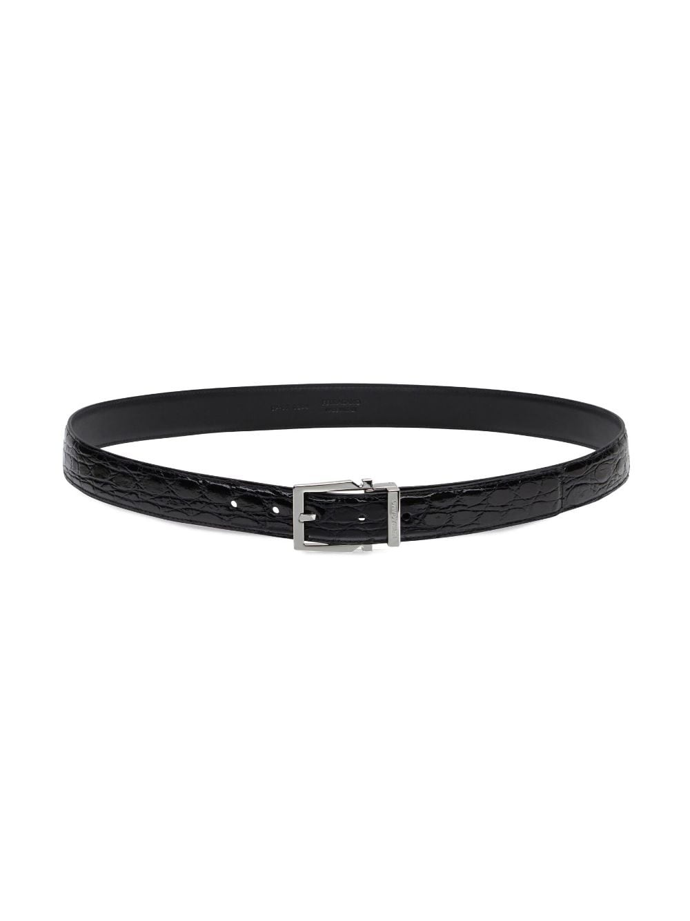 crocodile-embossed leather belt - 3