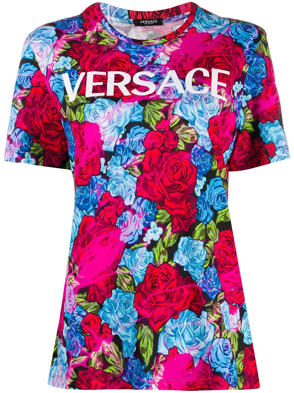 rose-print slim-fit T-shirt - 1