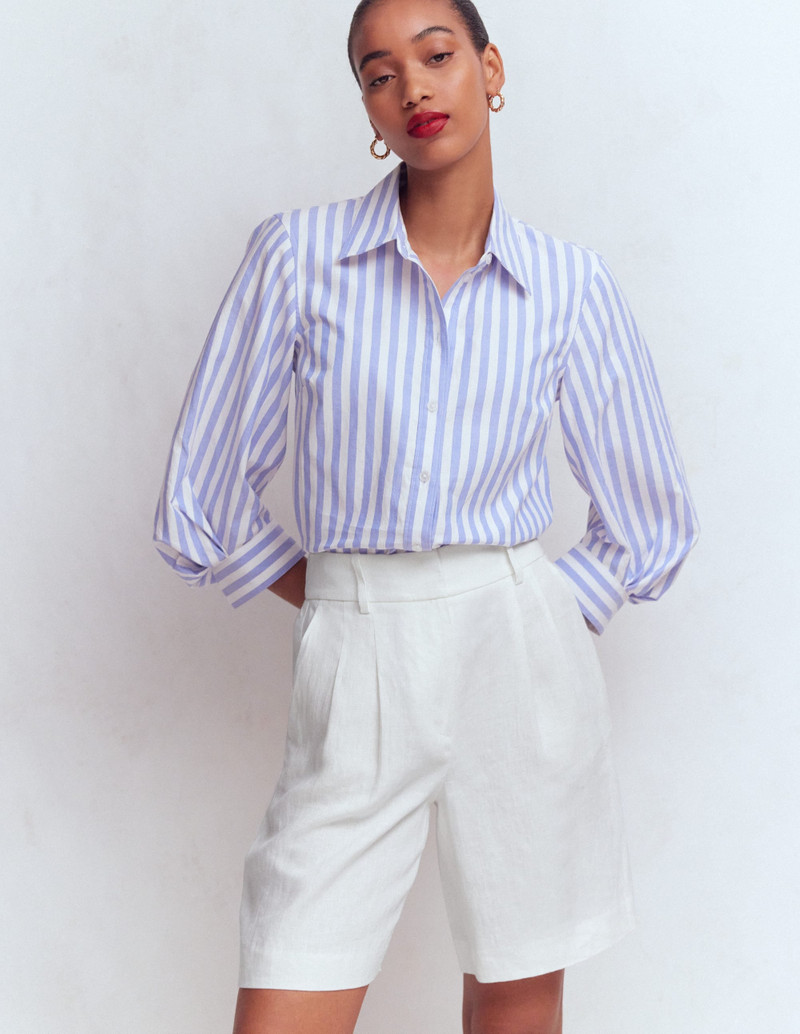 BODEN Kensington Linen Shorts-White outlook