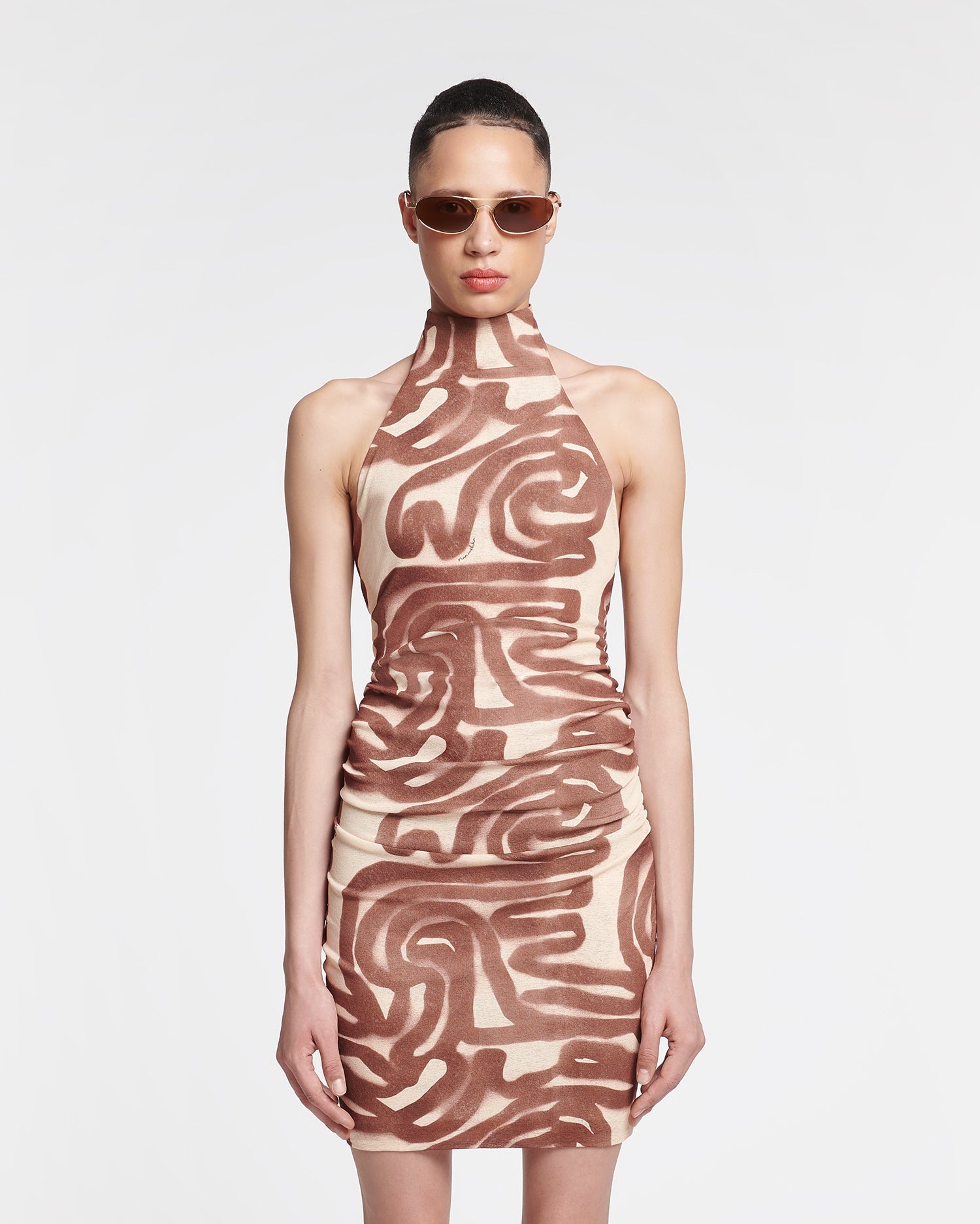 Printed Mesh-Jersey Mini Dress - 3