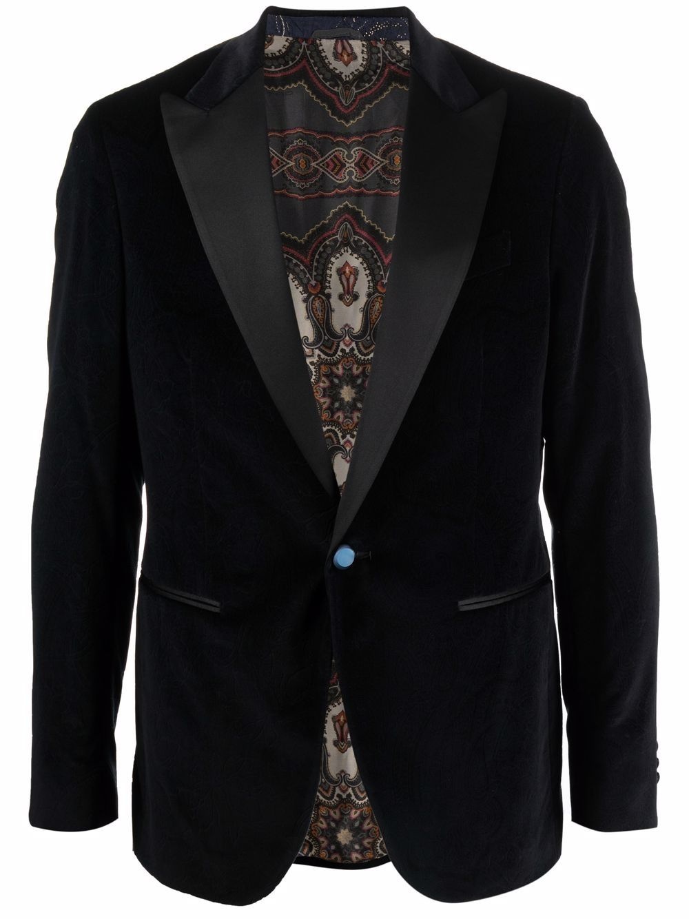 patterned velvet blazer - 1