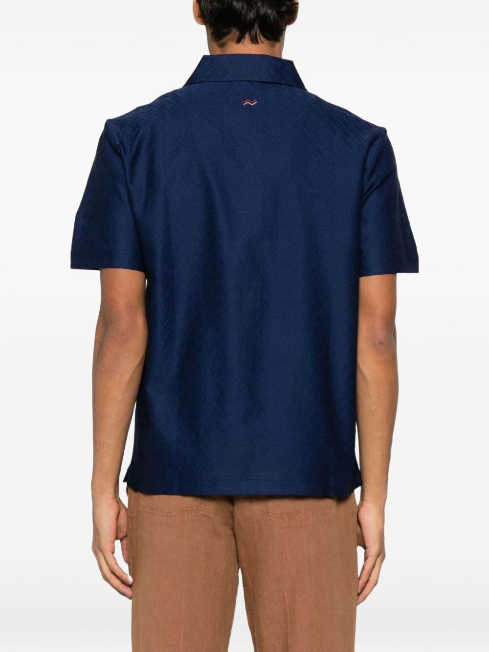 zigzag-woven polo shirt - 3