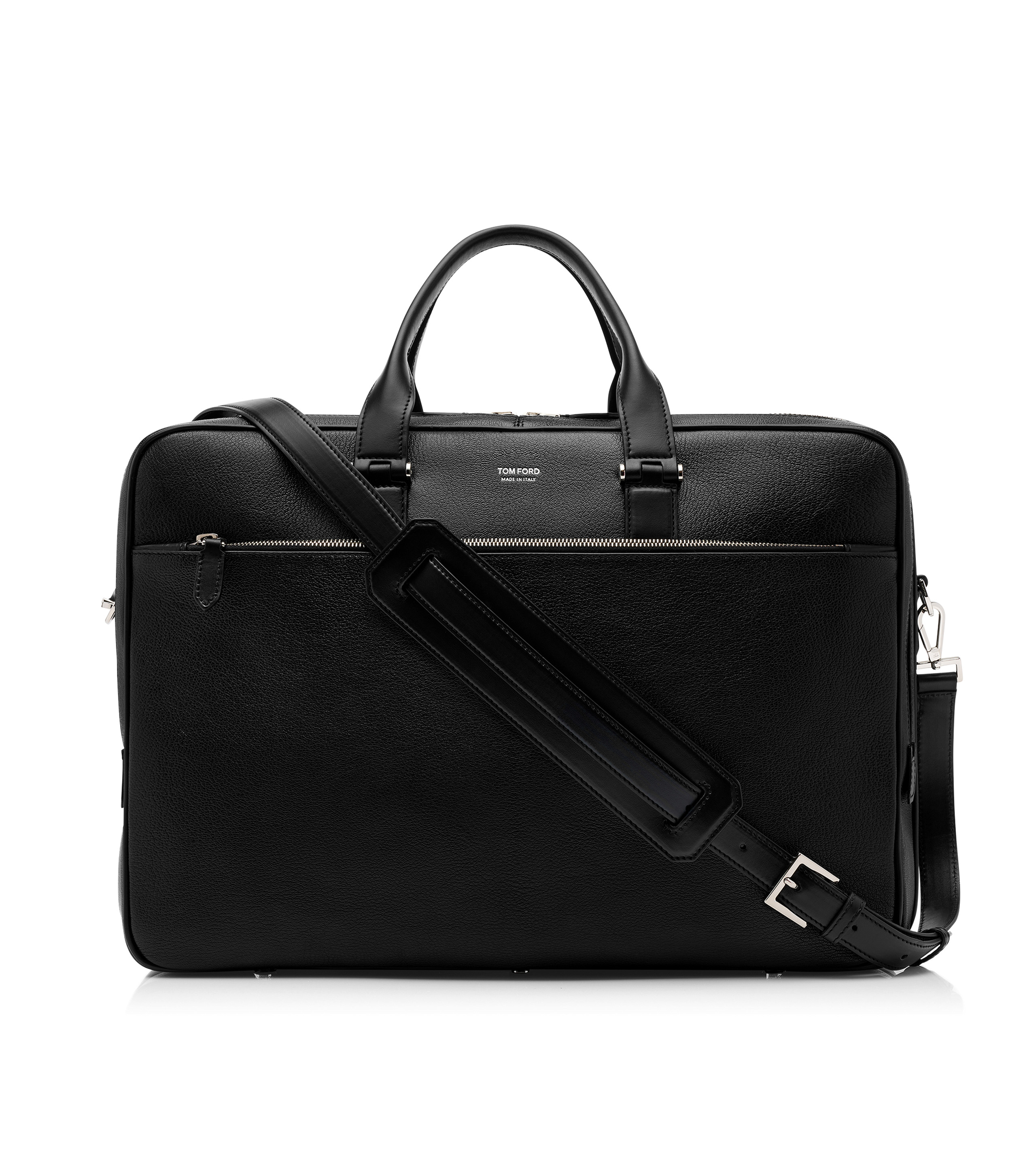 GRAIN LEATHER DOUBLE ZIP BRIEFCASE - 1