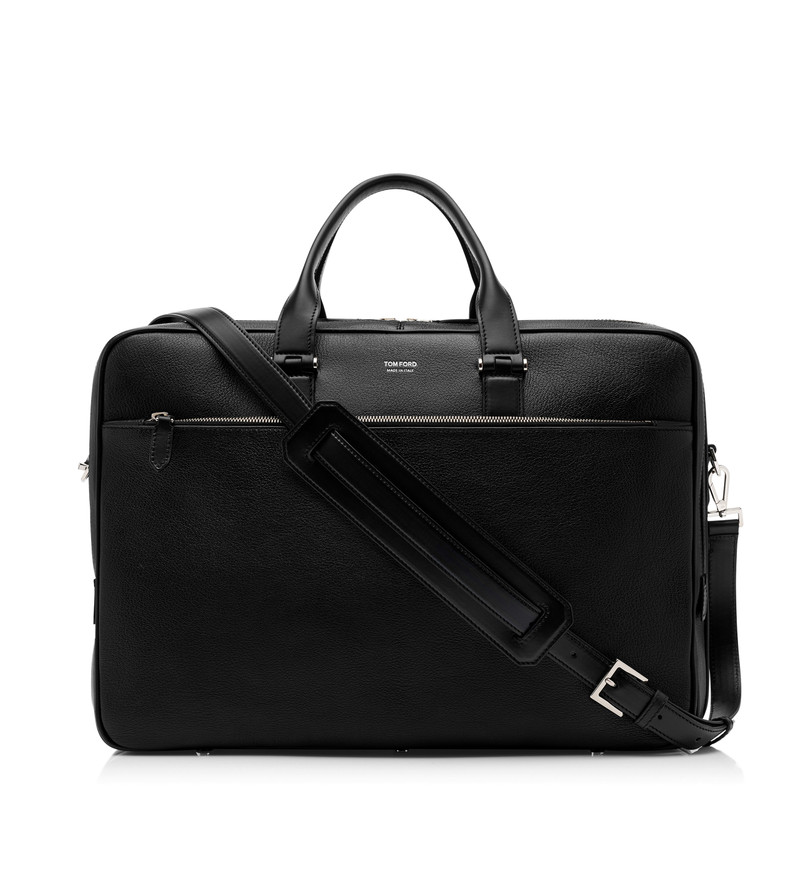 GRAIN LEATHER DOUBLE ZIP BRIEFCASE 1
