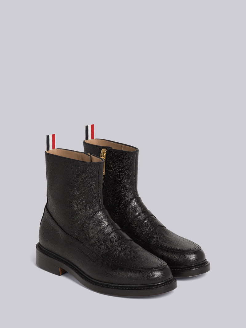 Pebble Grain Leather Penny Loafer Ankle Boot 3