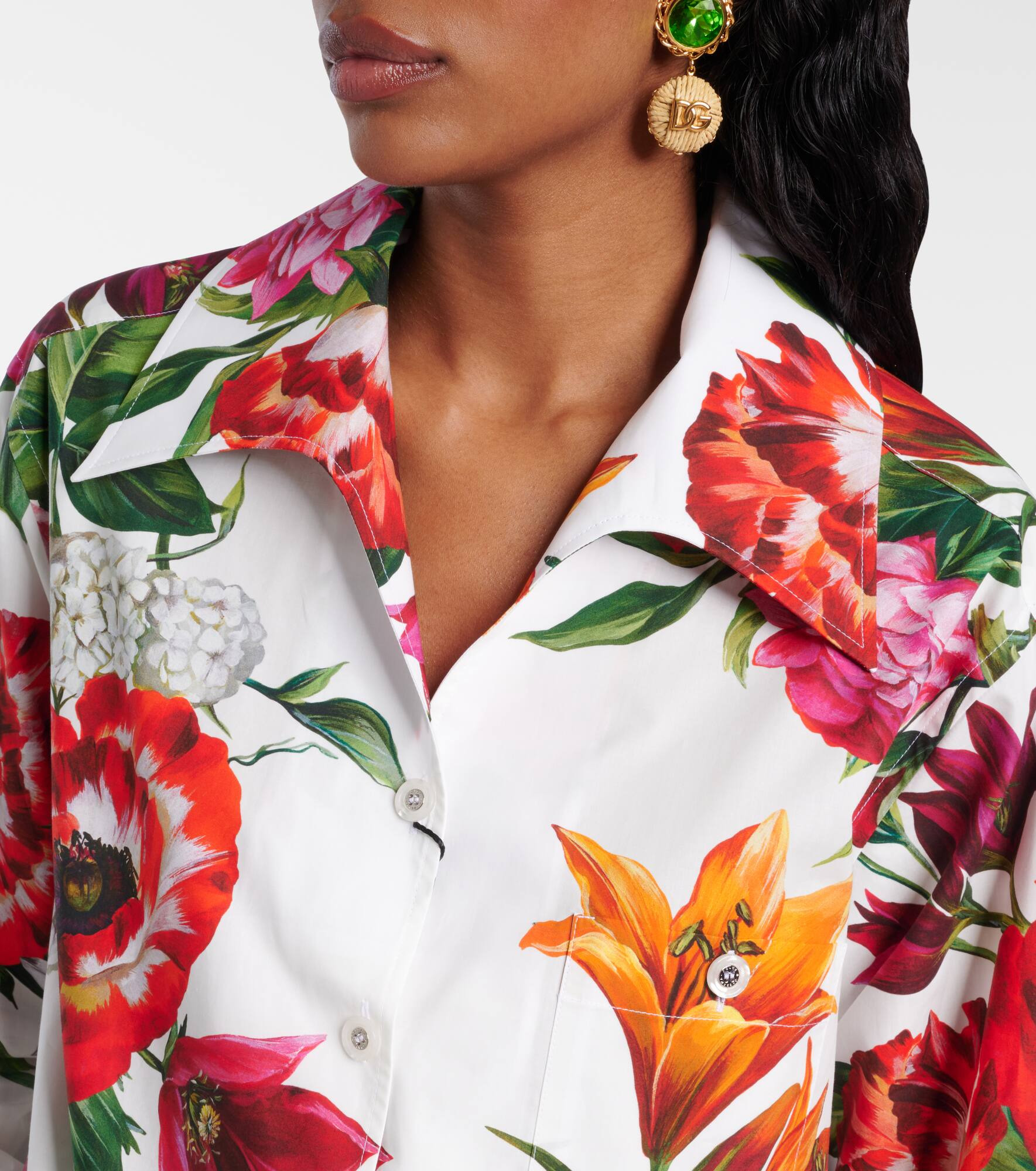 Floral oversized cotton shirt - 4