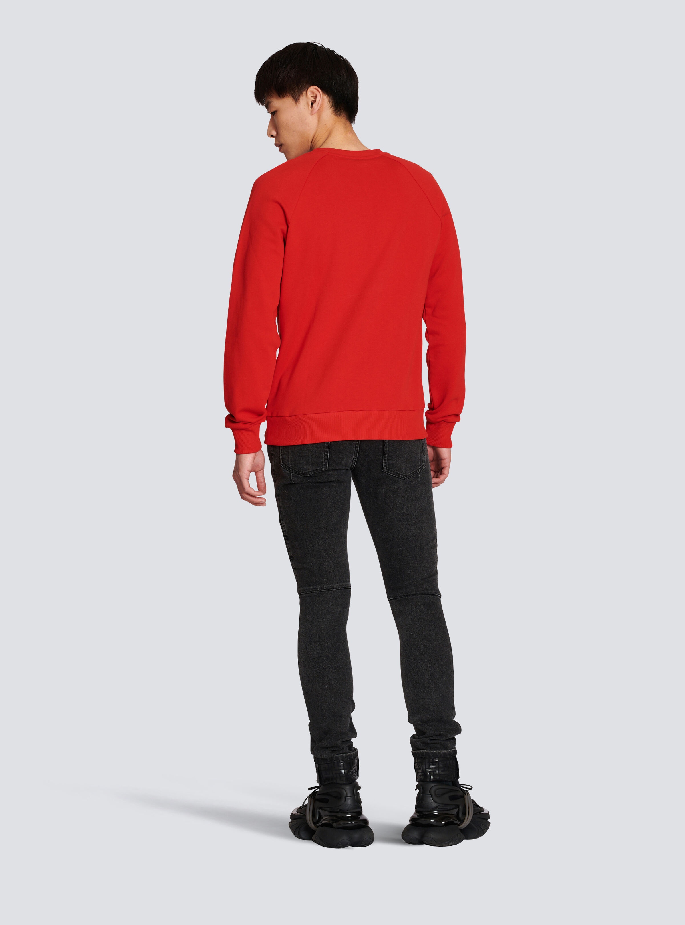 Cotton sweatshirt with flocked Balmain Paris logo - 4