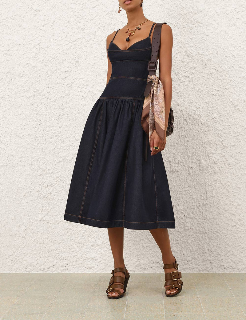 Zimmermann DENIM SLEEVELESS MIDI DRESS outlook
