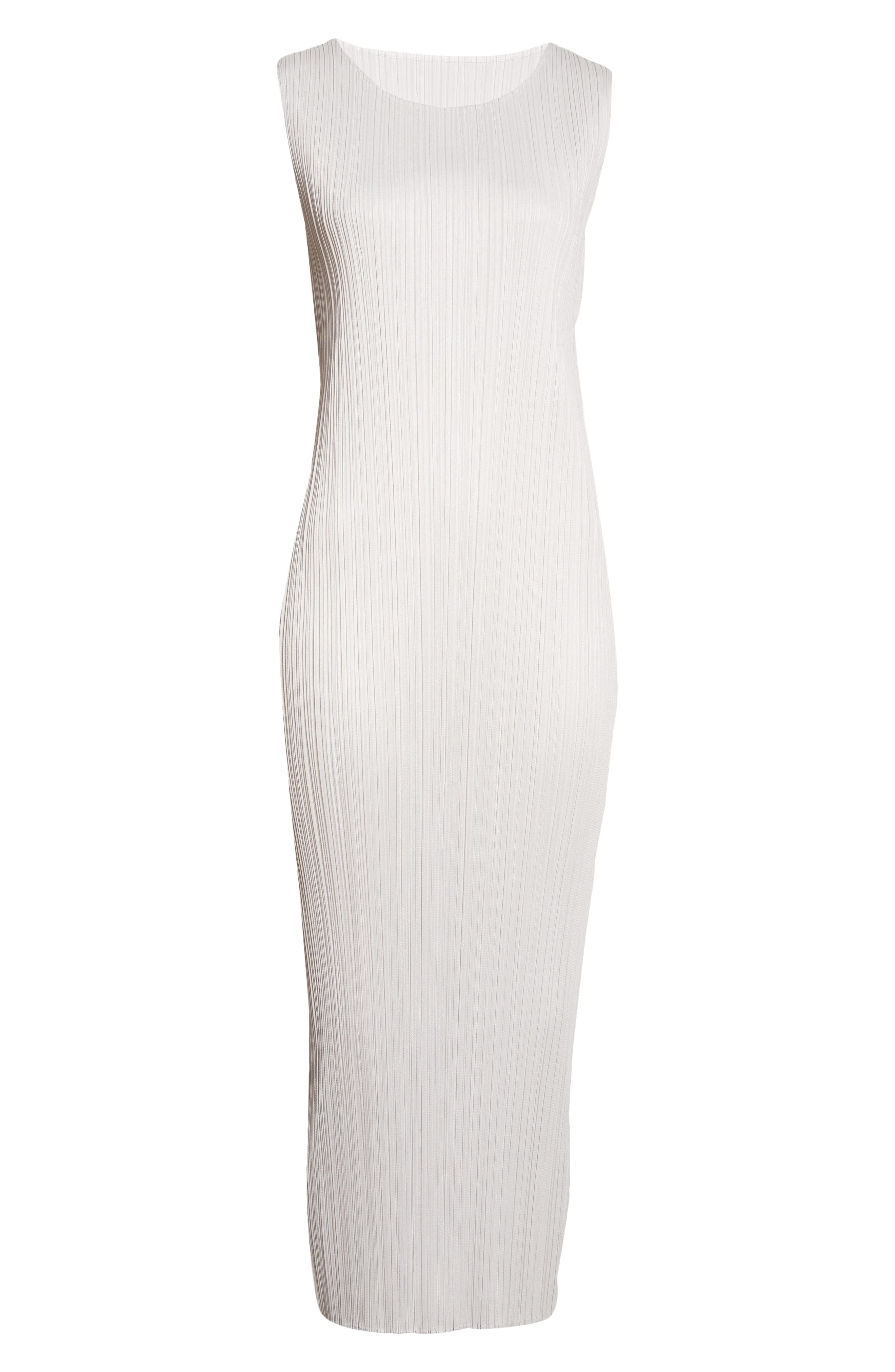 Pleats Please Issey Miyake Basics Pleated Midi Dress in Light Grey at Nordstrom - 5