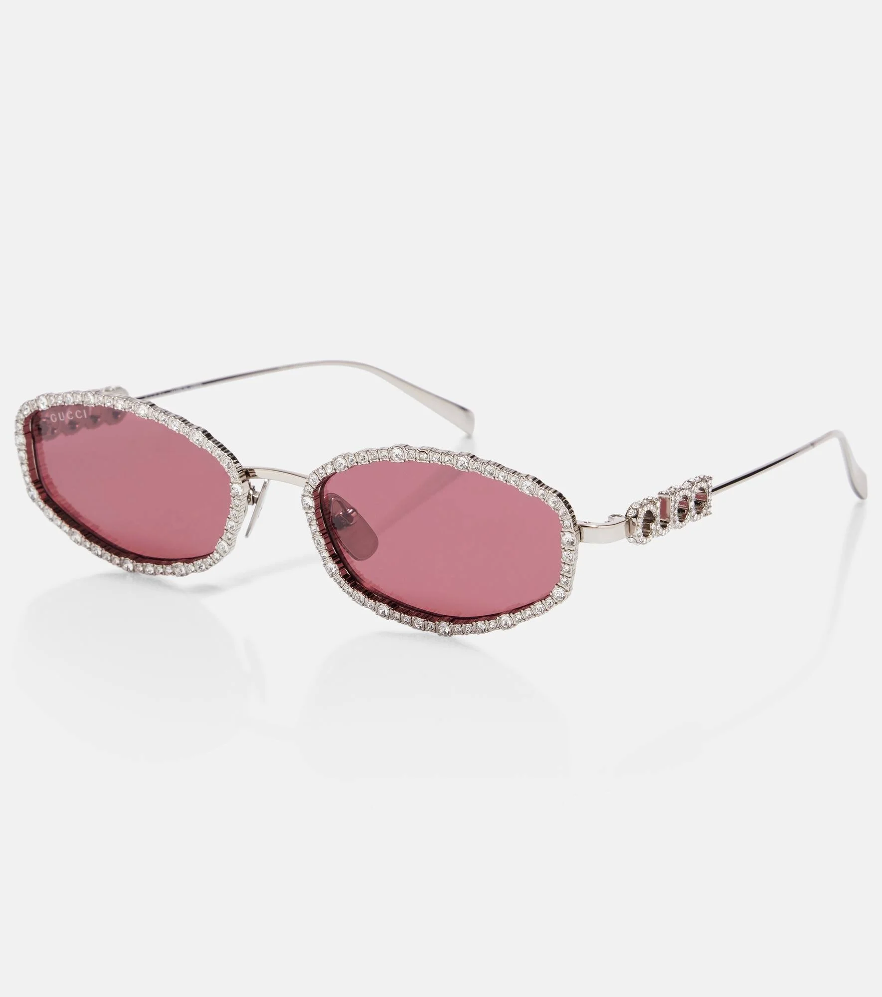 GUCCI Crystal-embellished oval sunglasses | REVERSIBLE
