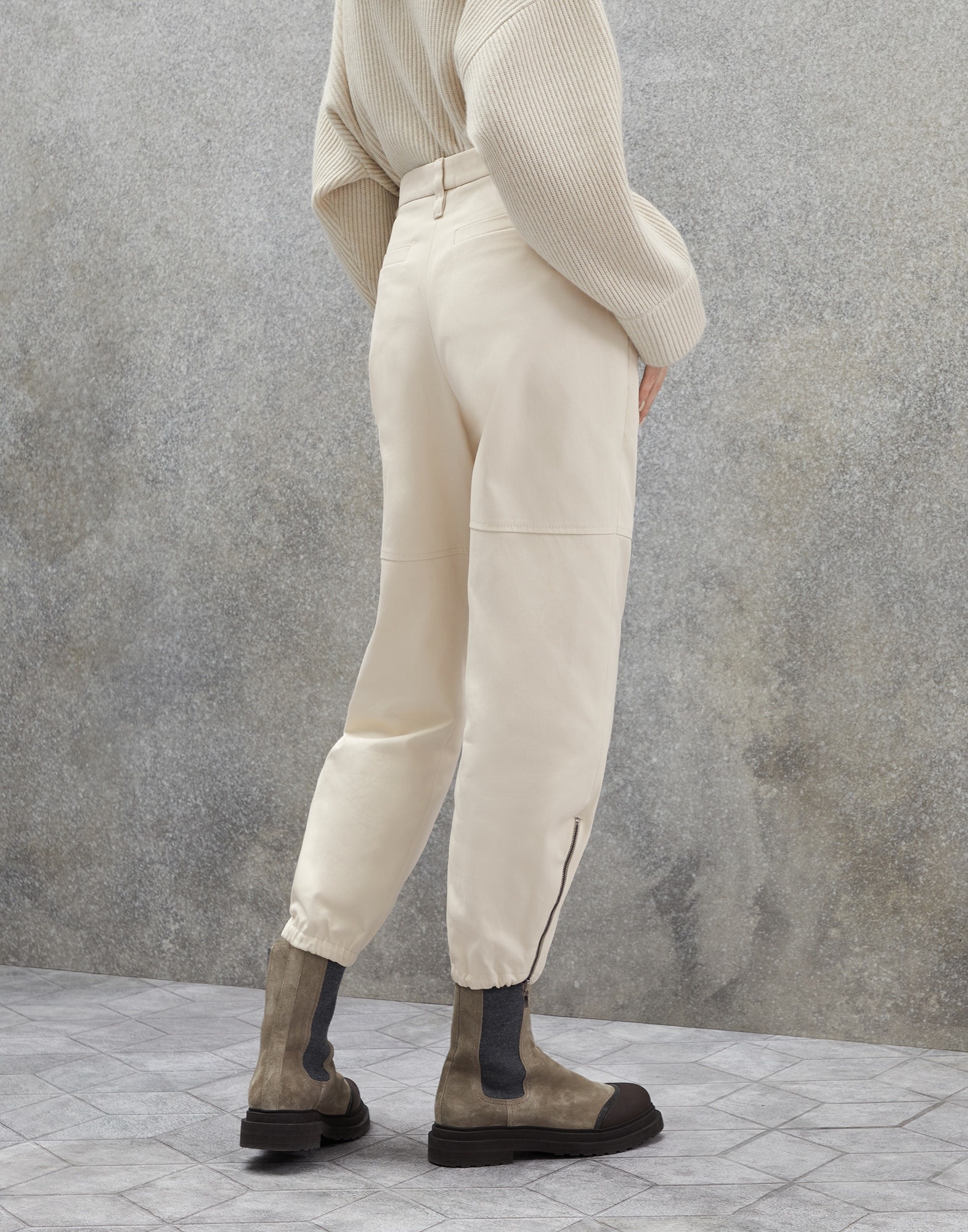 Dyed couture denim utility track trousers with monili - 2