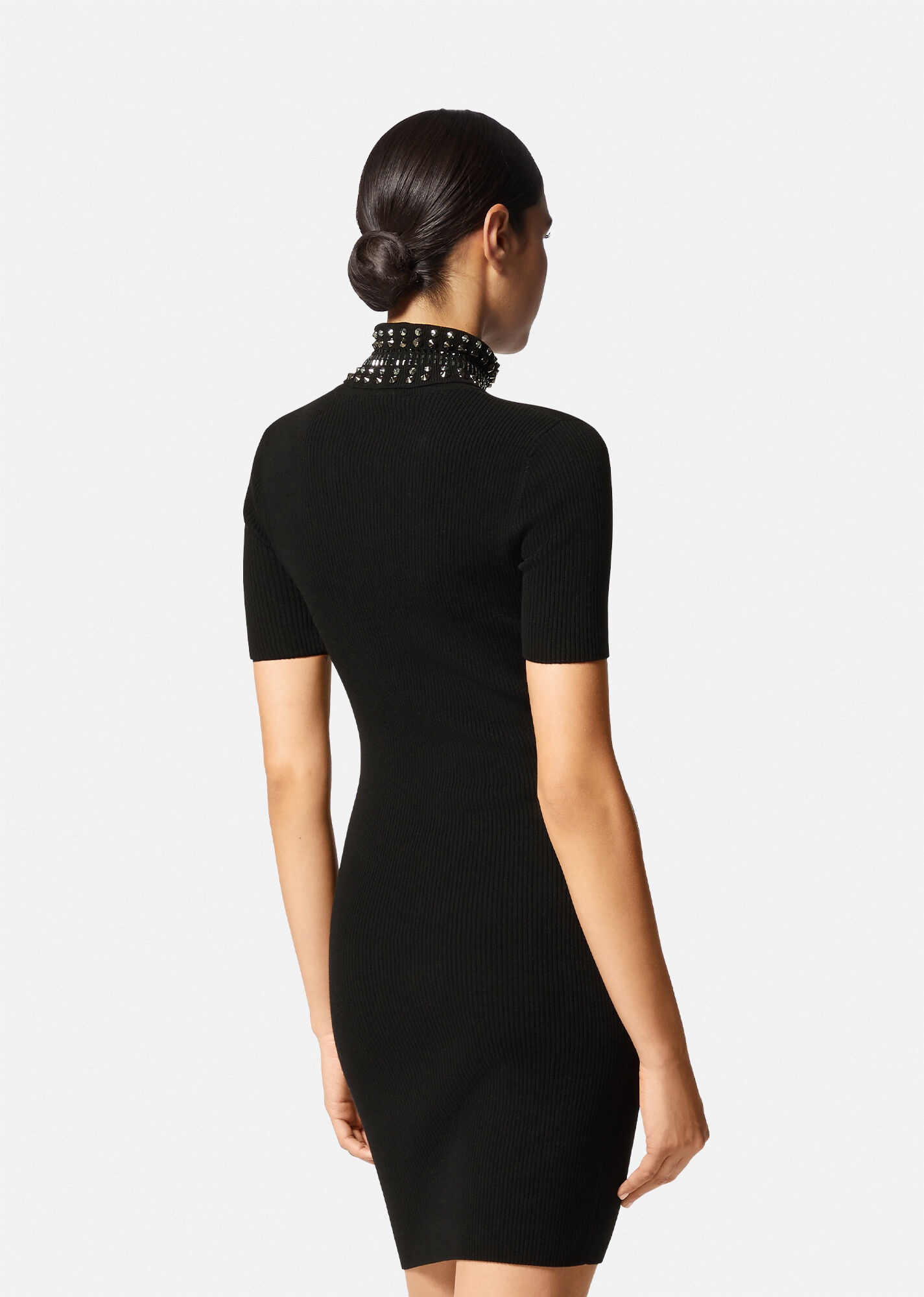 Spiked Turtleneck Knit Midi Dress - 4