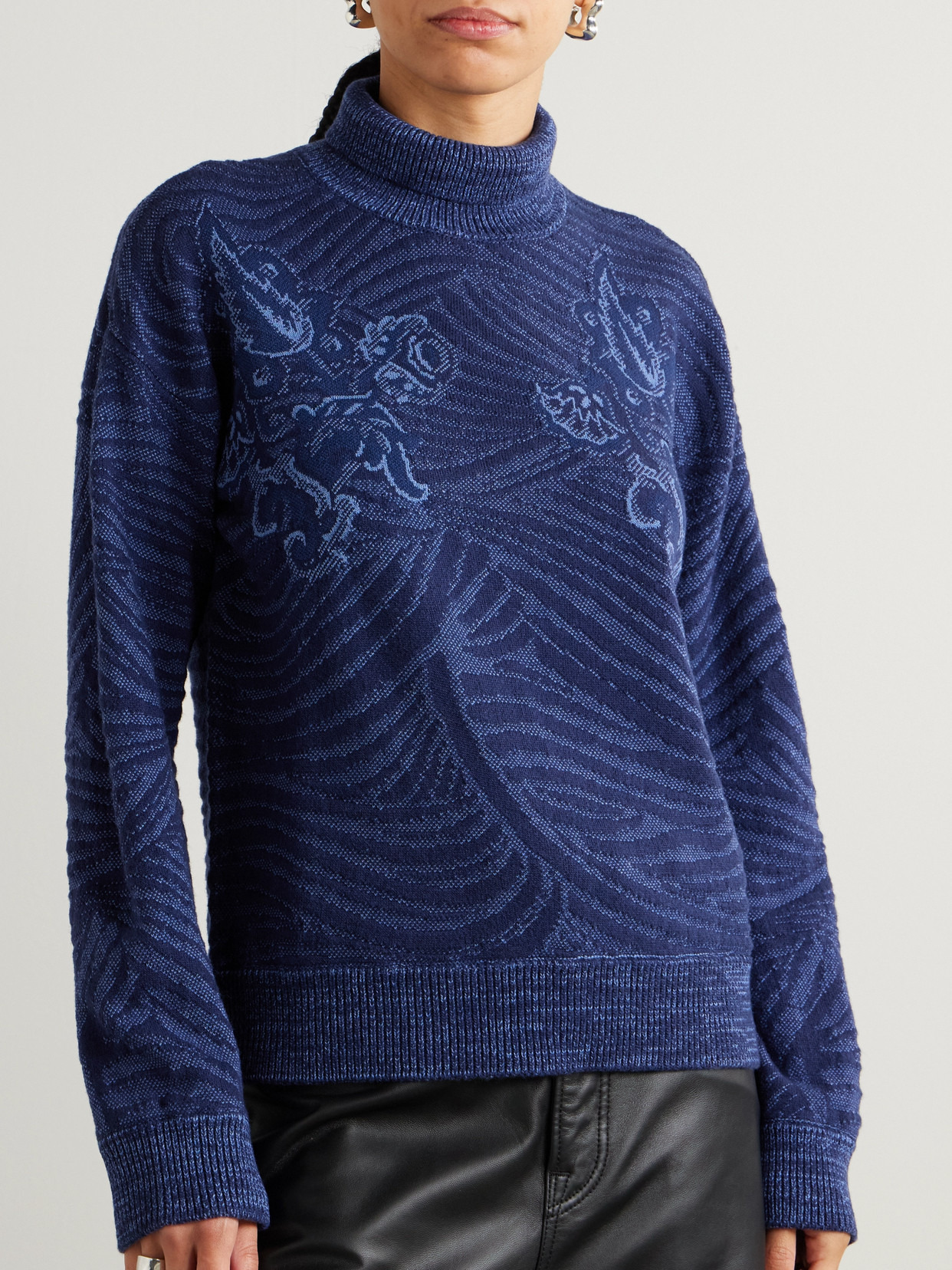 Jacquard-knit Wool-blend Turtleneck Sweater - 4
