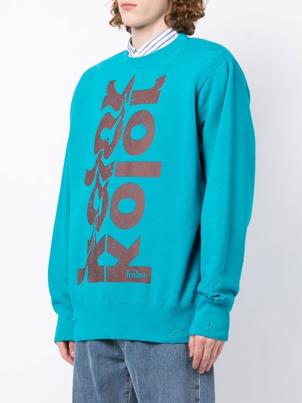 logo-print distressed sweatshirt - 3